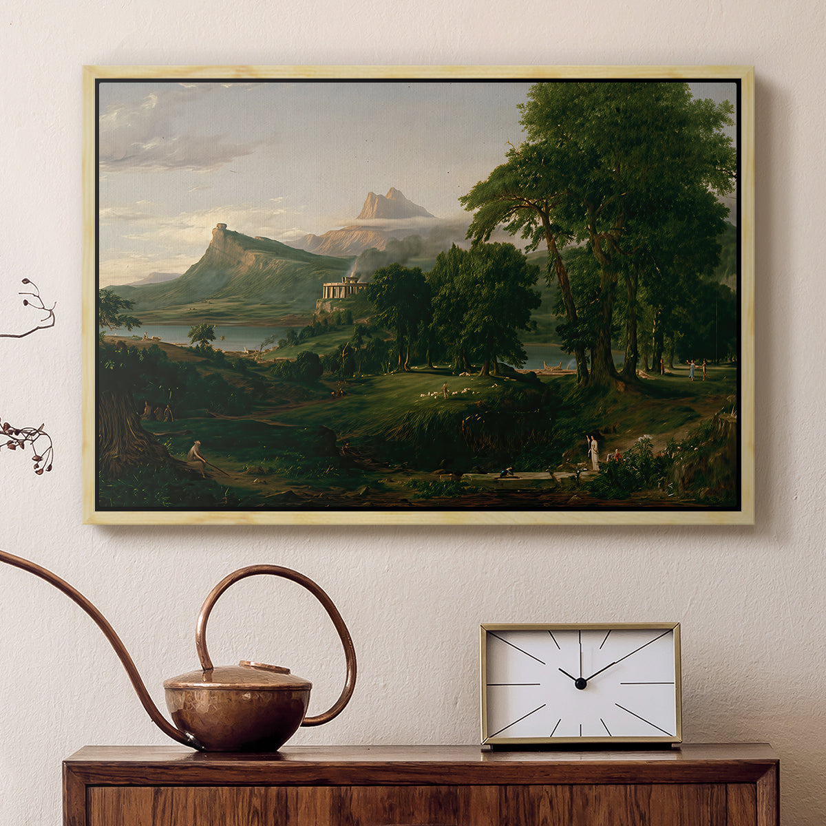 The Course of Empire: The Arcadian or Pastoral State, 1834 - Floater Framed Canvas Print