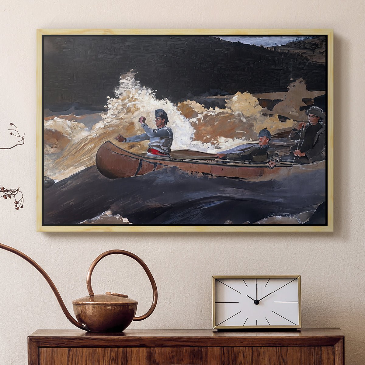 Shooting the Rapids, Saguenay River, 1905-1910 - Floater Framed Canvas Print