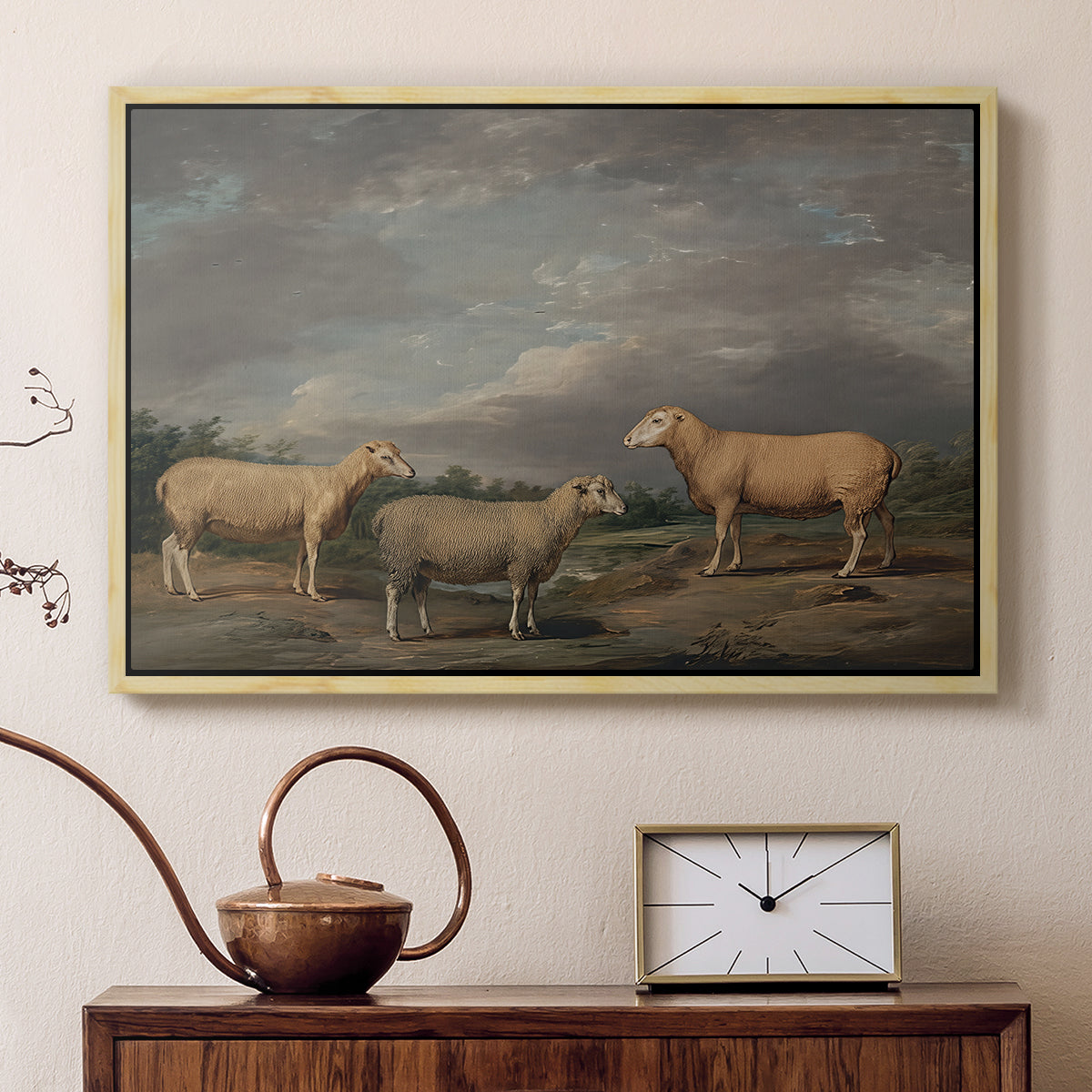 Ryelands Sheep, the King's Ram, the King's Ewe and Lord Somerville's Wether, c. 1801-1807 - Floater Framed Canvas Print
