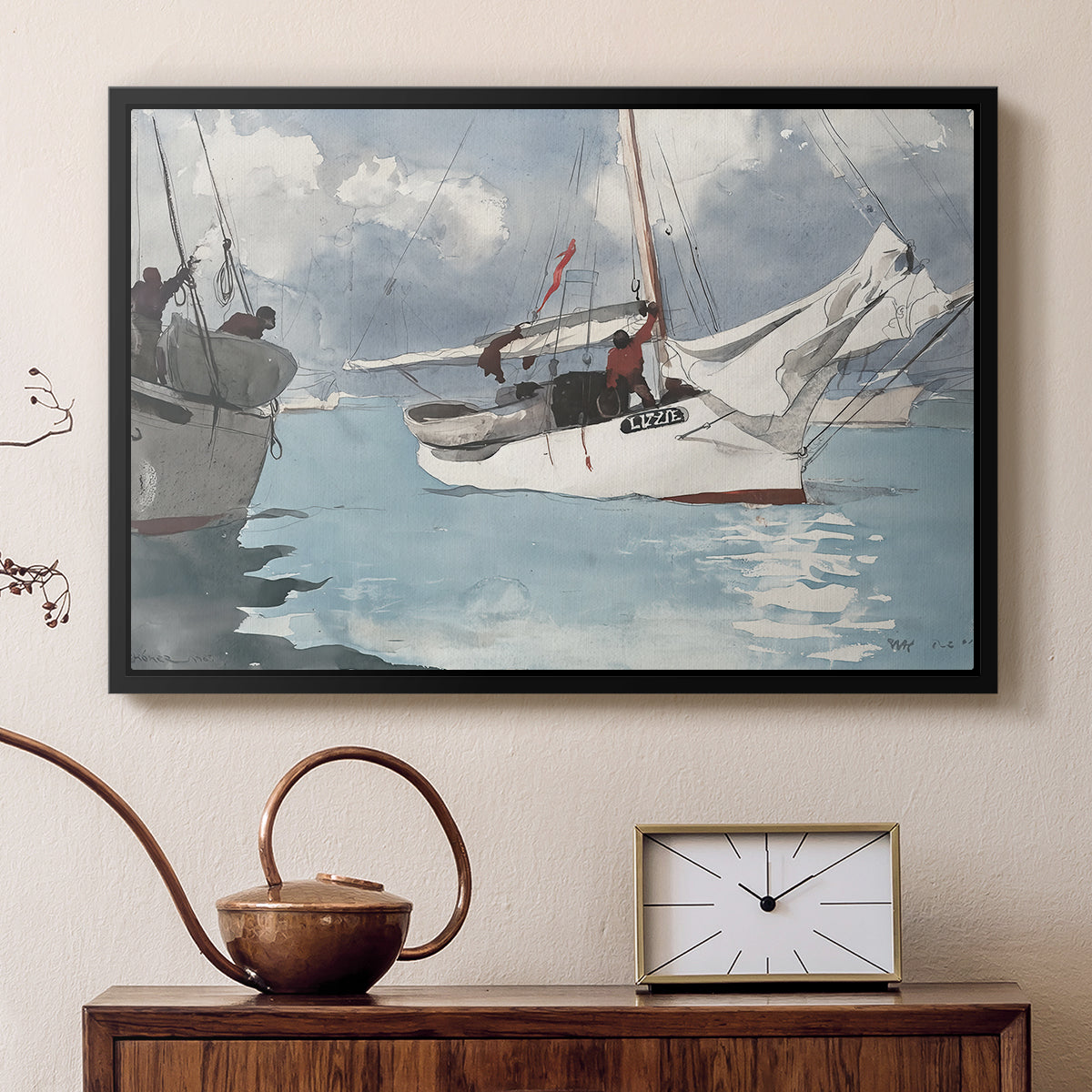 Fishing Boats, Key West, 1903 - Floater Framed Canvas Print