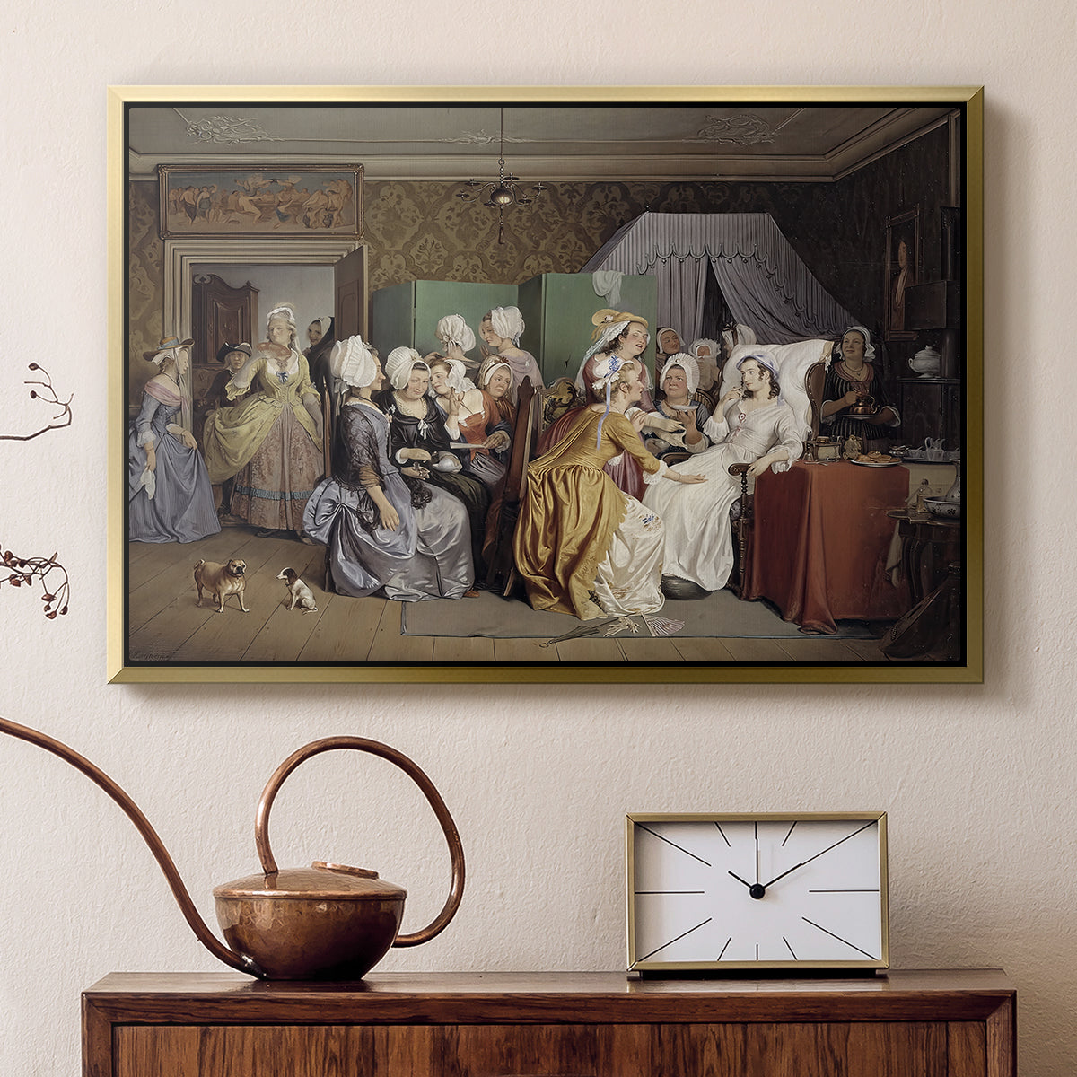 The Maternity Room (Scene from "Barselstuen"), 1845 - Floater Framed Canvas Print