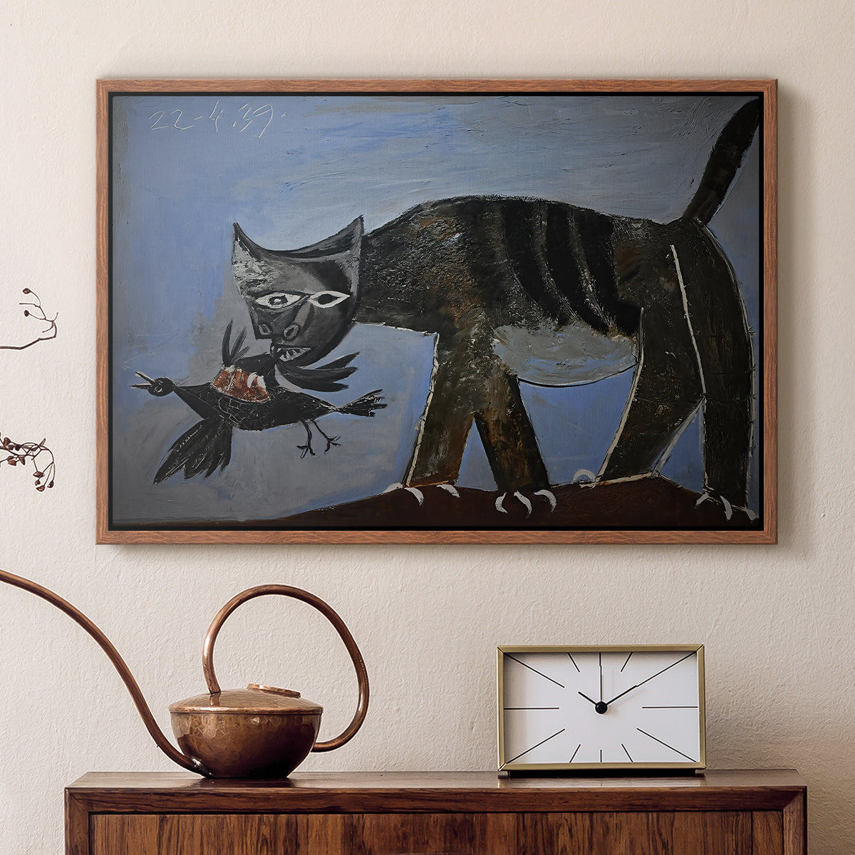 Cat Catching a Bird, 1939 - Floater Framed Canvas Print
