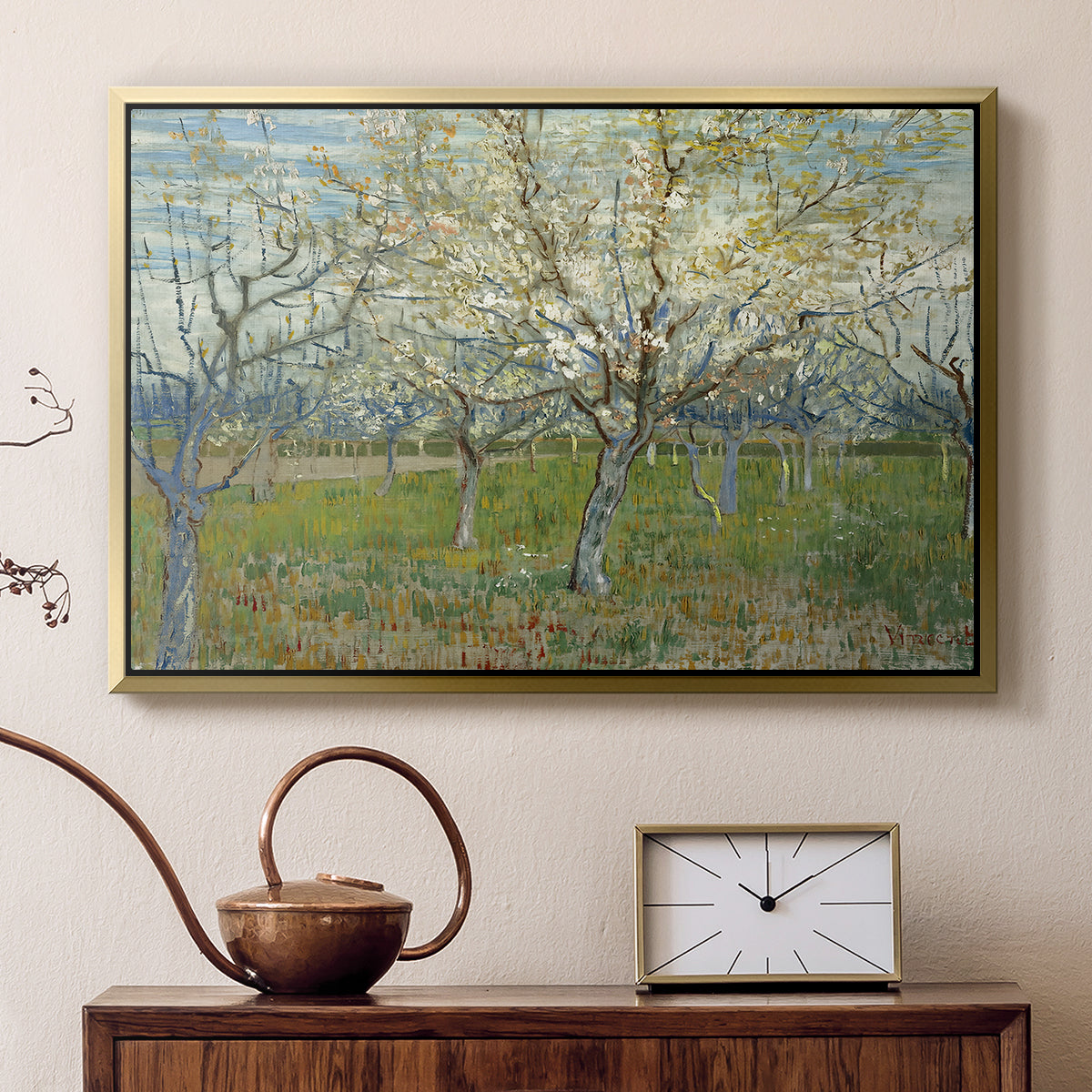 The Pink Orchard, 1888 - Floater Framed Canvas Print