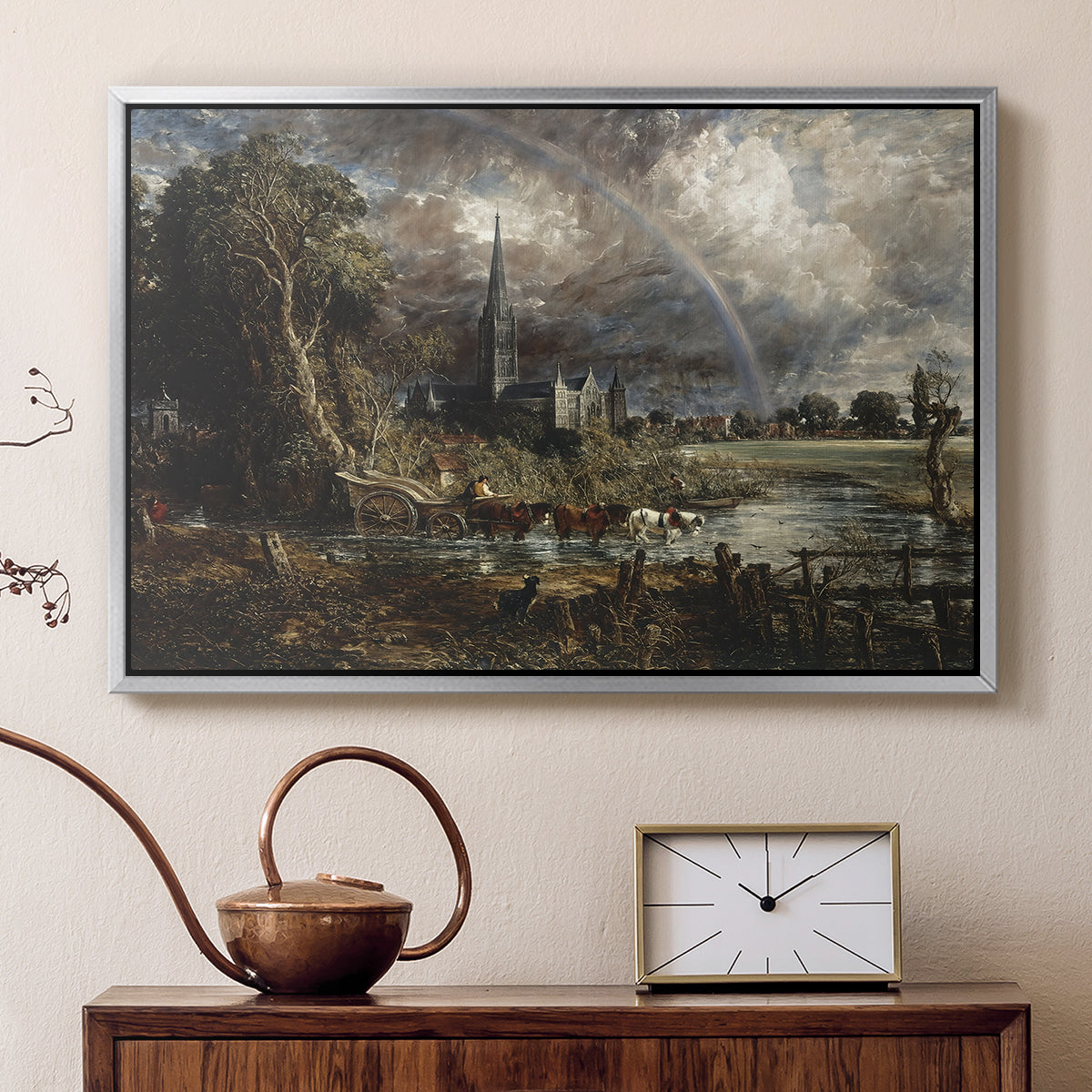 Salisbury Cathedral from the Meadows (Detail), 1831 - Floater Framed Canvas Print