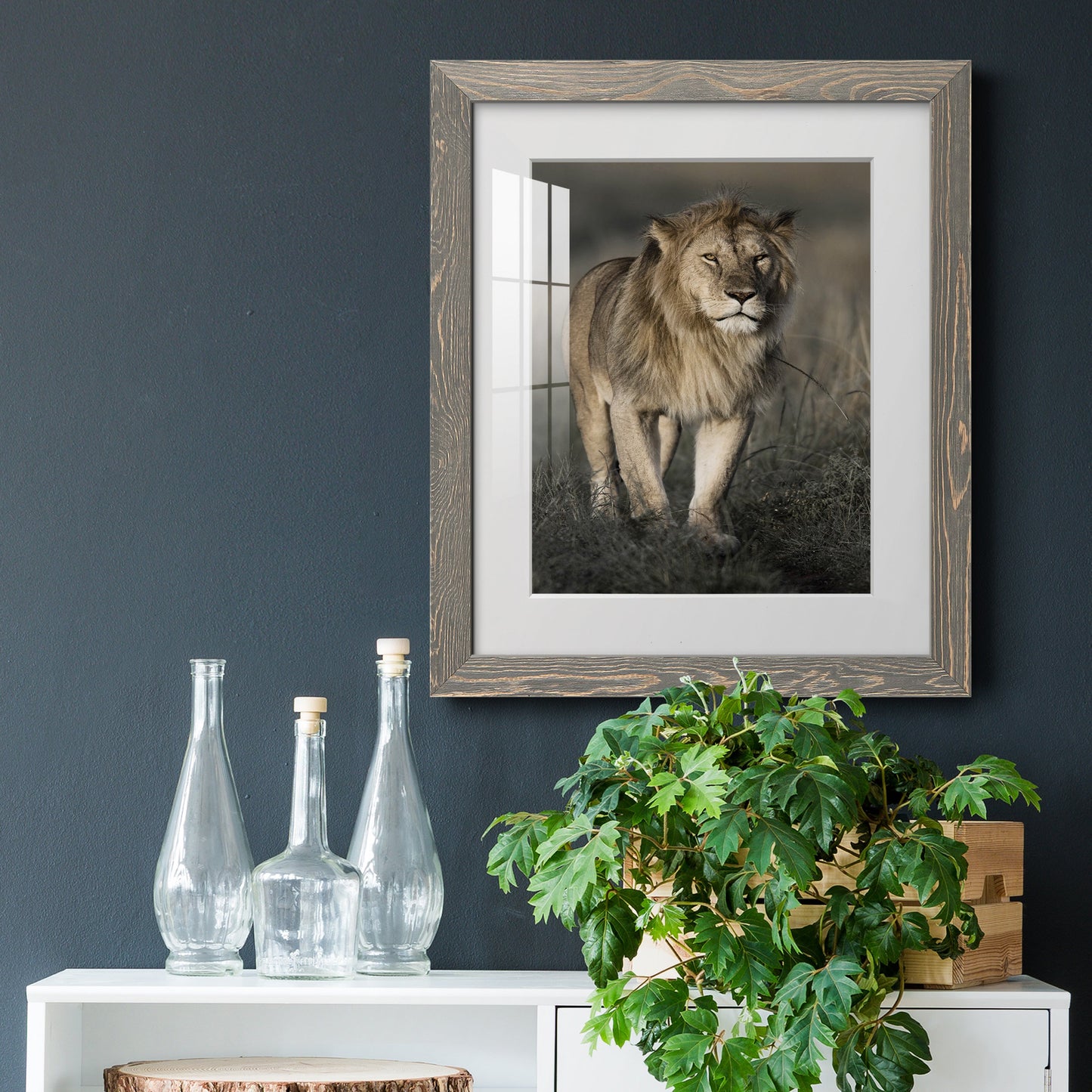 Morning Walk in Masai Mara - Premium Framed Print - Distressed Barnwood Frame - Ready to Hang