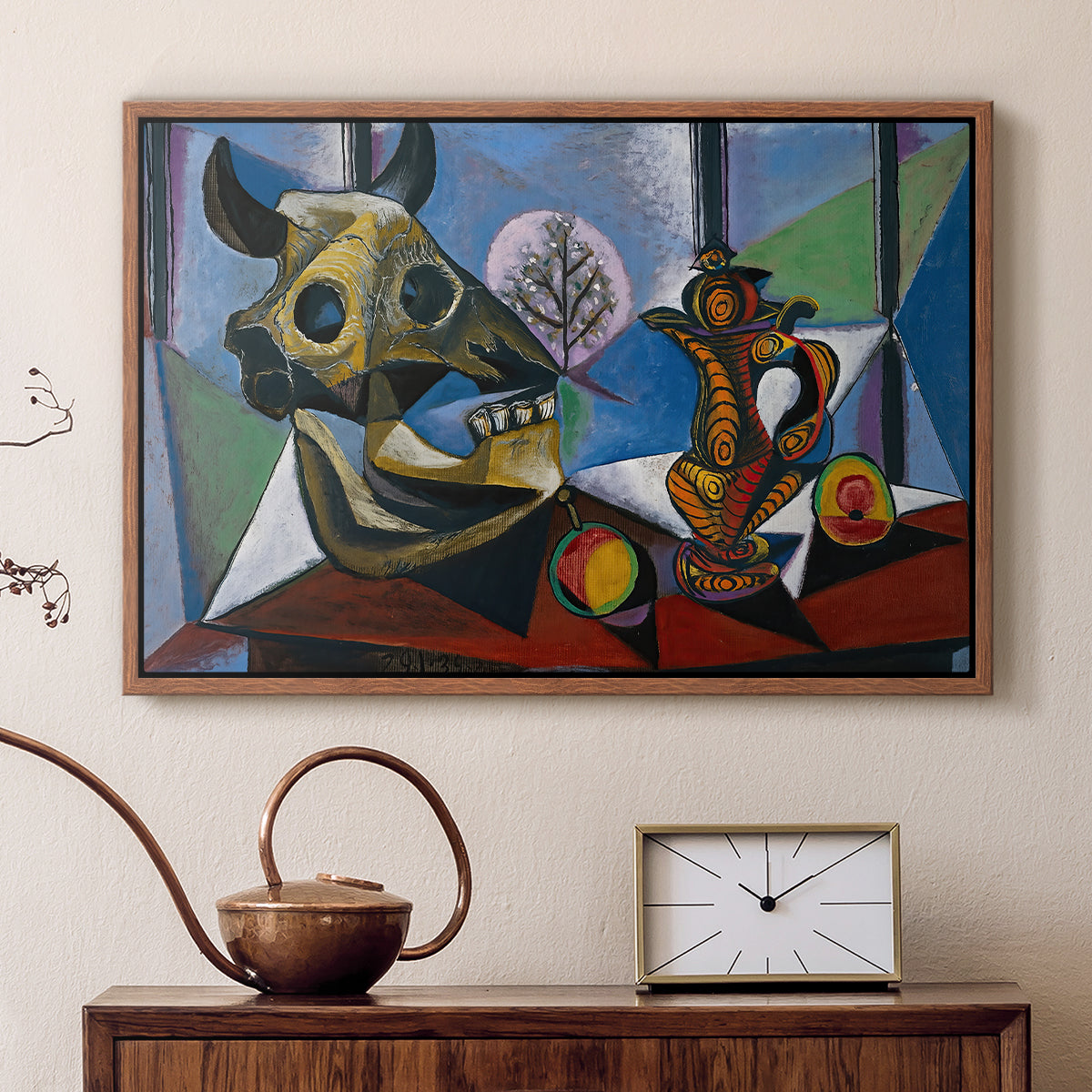 Still Life with Bull's Skull, 1939 - Floater Framed Canvas Print