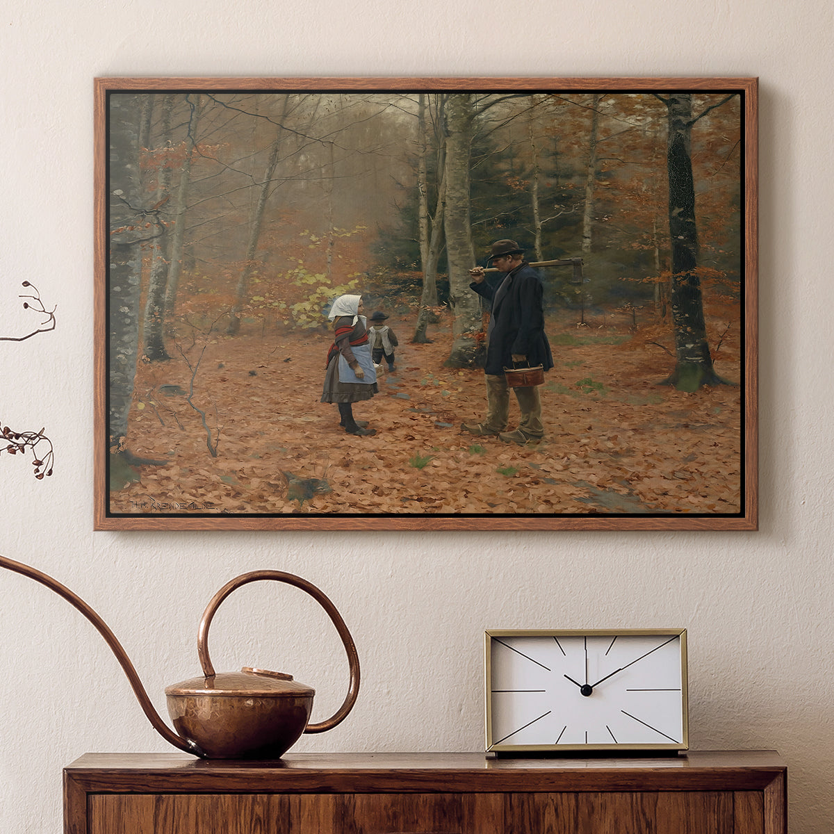 The Woodman and his Children, 1886 - Floater Framed Canvas Print