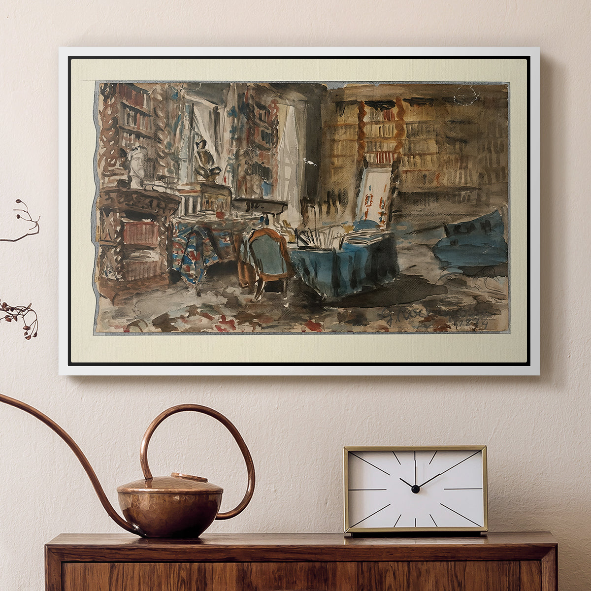 Cabinet de Flaubert à Croisset, 1874 - Floater Framed Canvas Print