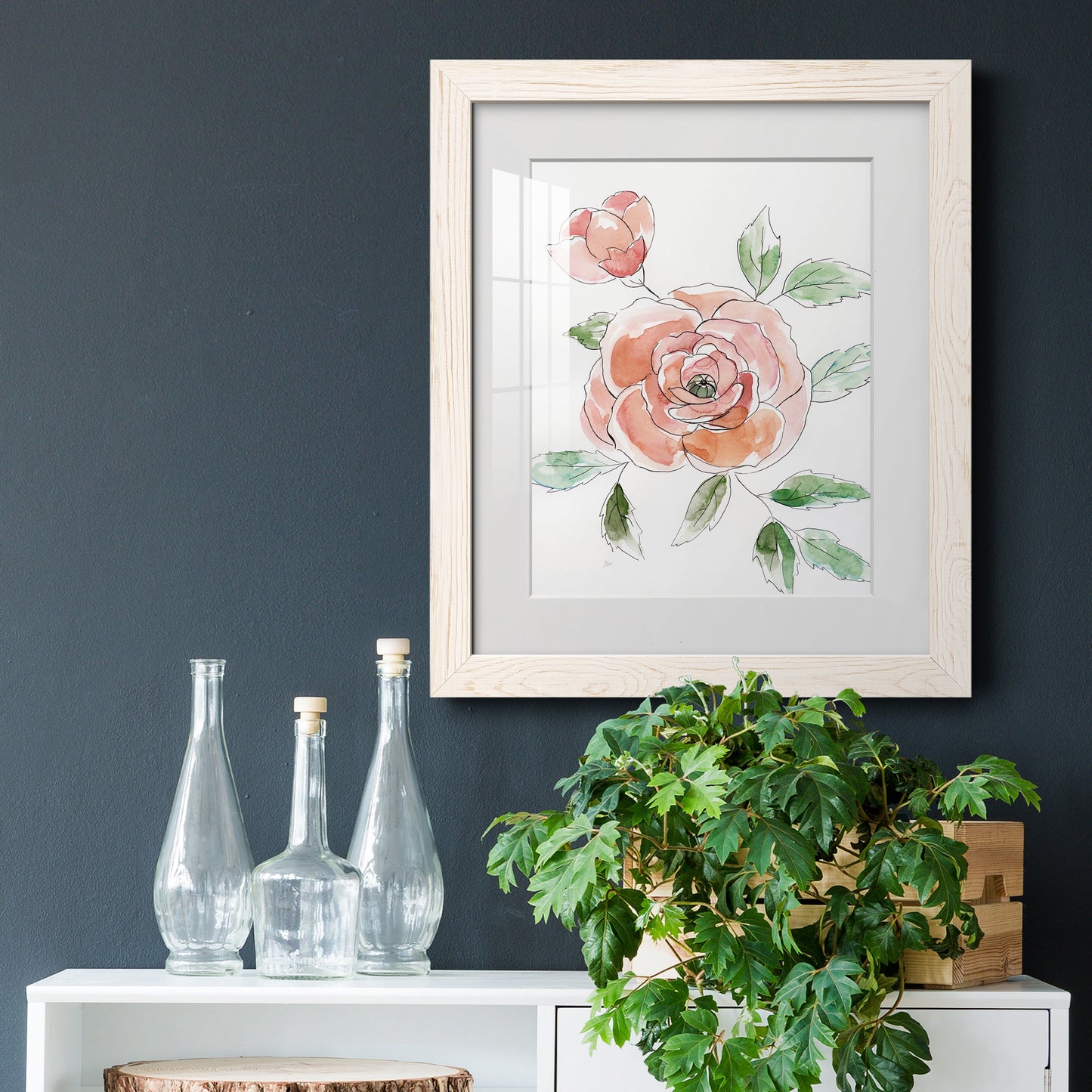 Rose Contour - Barnwood Framed Art Print