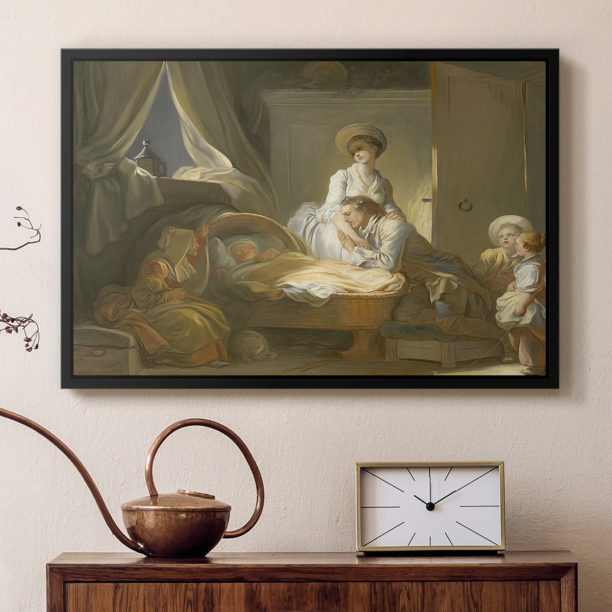 The Visit to the Nursery, c. 1775 - Floater Framed Canvas Print