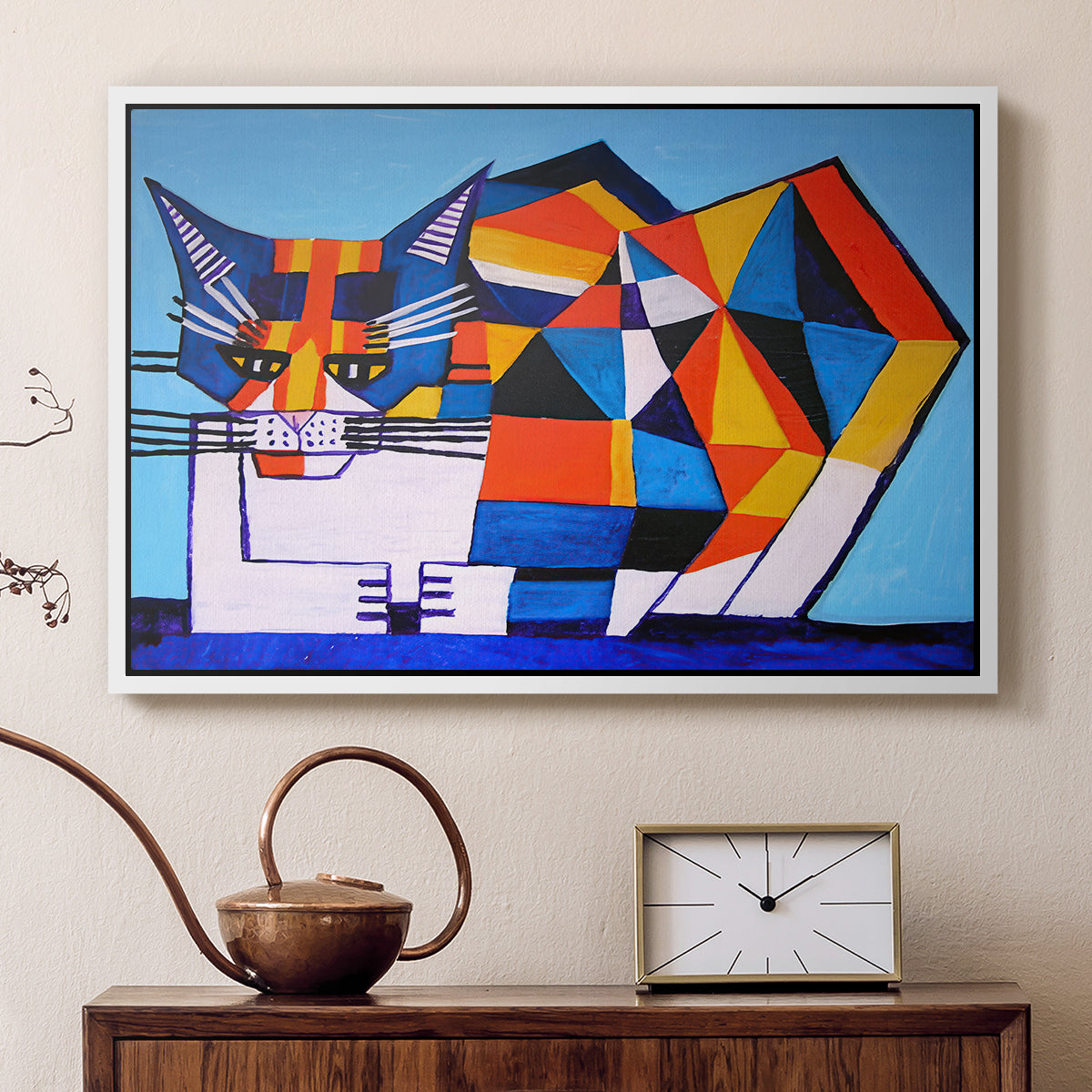 Cassie Thinking about Cubism - Floater Framed Canvas Print