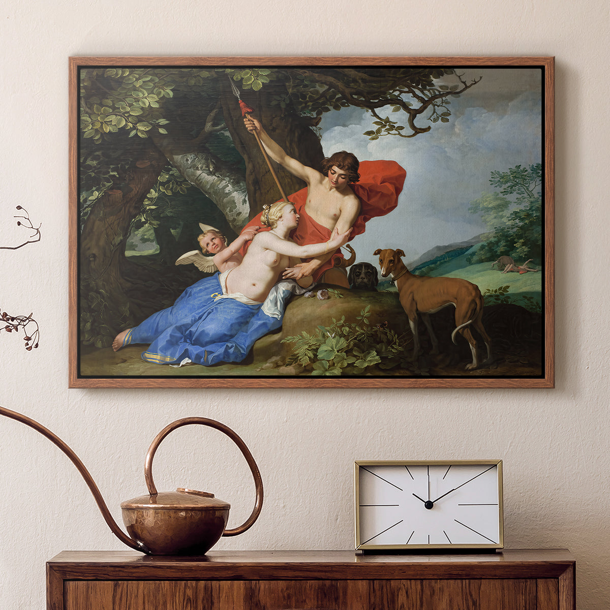 Venus and Adonis, 1632 - Floater Framed Canvas Print