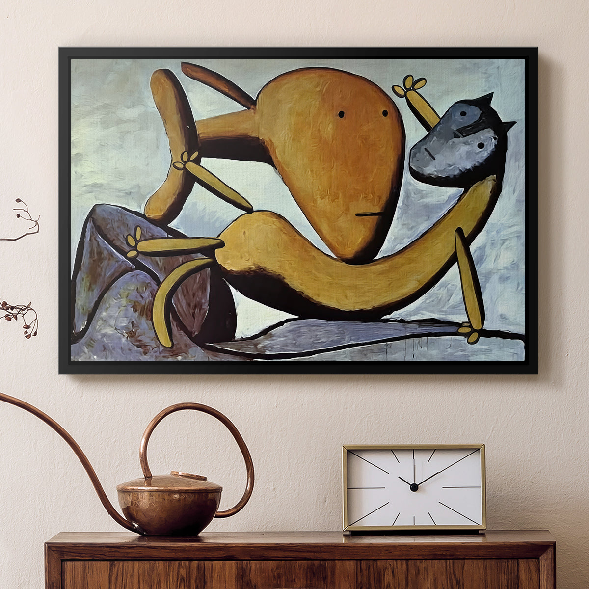 Cat and Big Fish, c. 1931 - Floater Framed Canvas Print