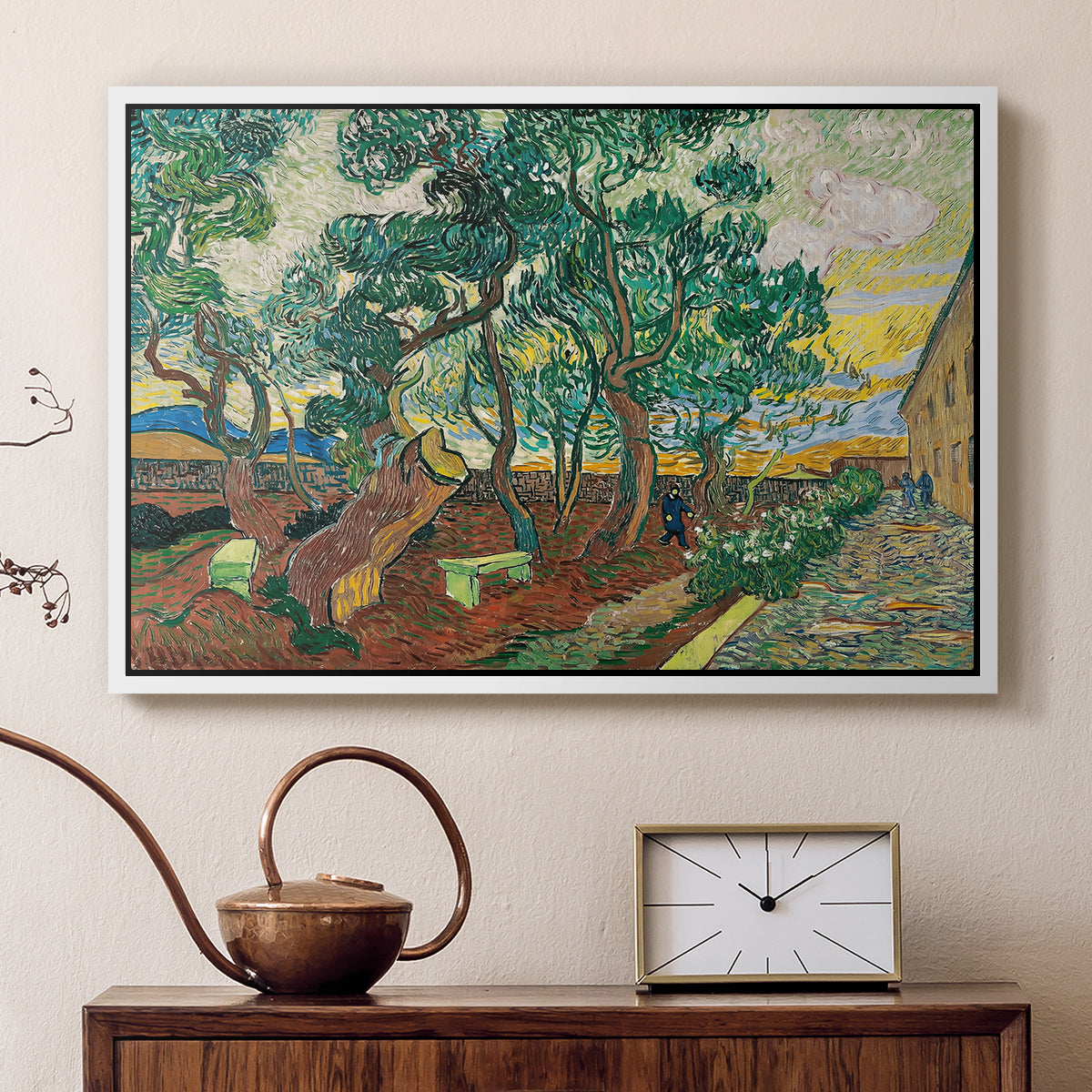 The Garden of Saint-Paul Hospital, 1889 - Floater Framed Canvas Print