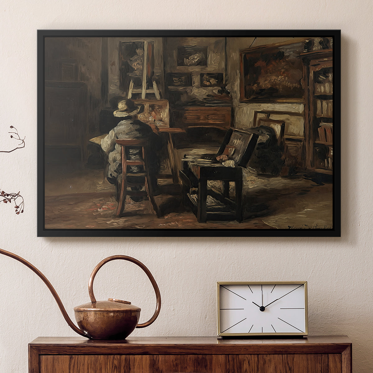 The Studio of Ferdinand De Braekeleer I, Father of the Painter, c. 1873-1885 - Floater Framed Canvas Print