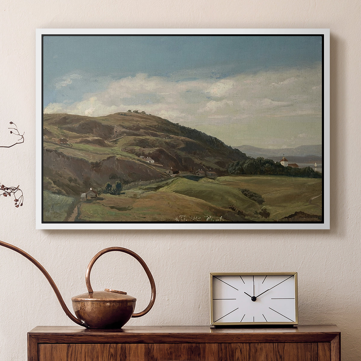Ekeberg and Oslo Church, 1852 - Floater Framed Canvas Print