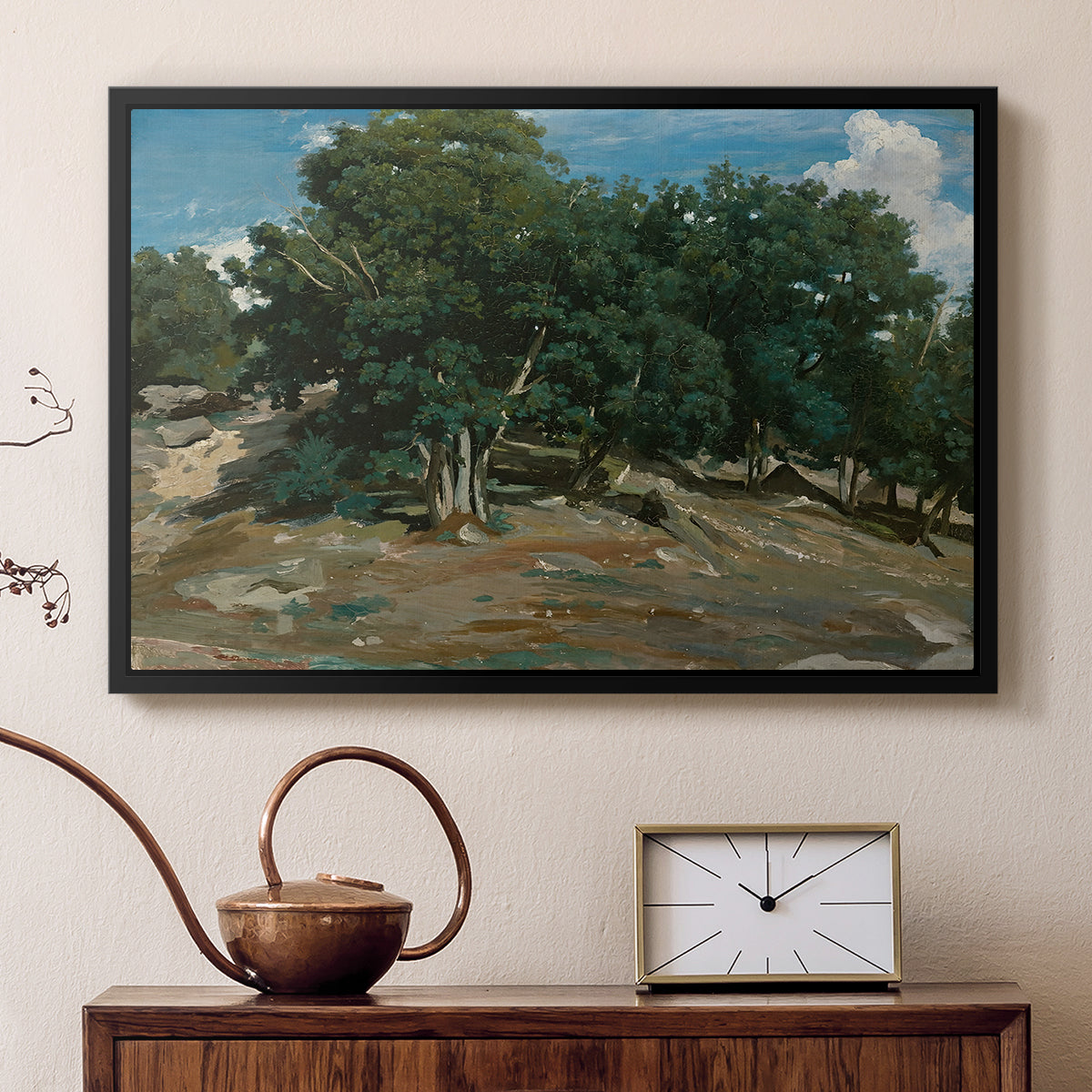 Fontainebleau: Oak Trees at Bas-Bréau, c. 1830-1835 - Floater Framed Canvas Print