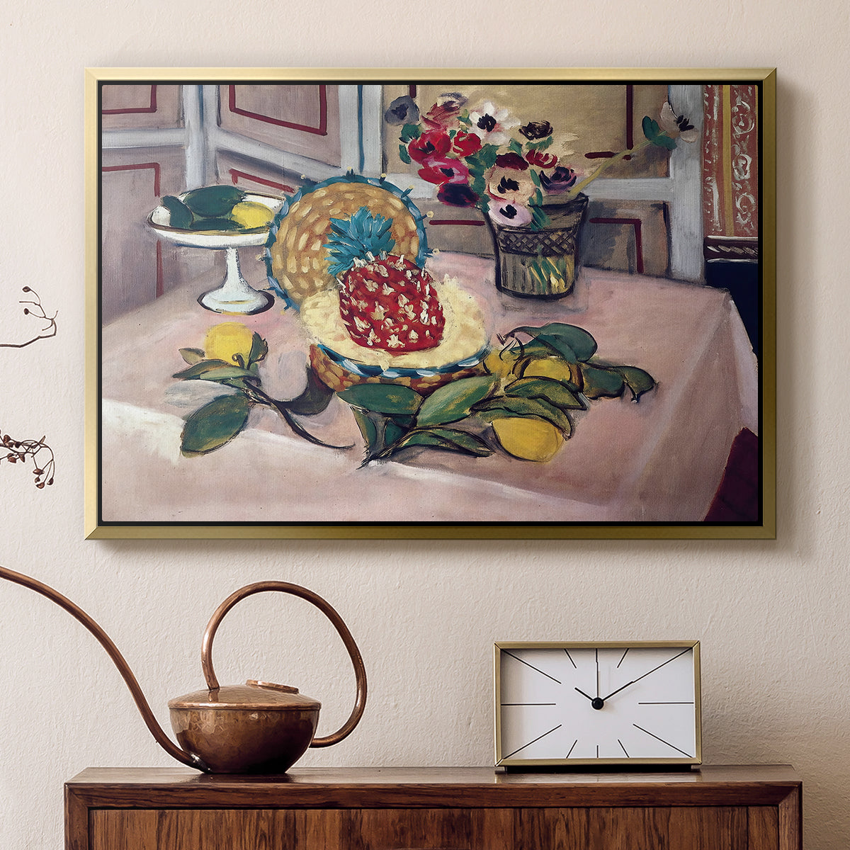 Still Life with Pineapple and Lemons, 1925 - Floater Framed Canvas Print