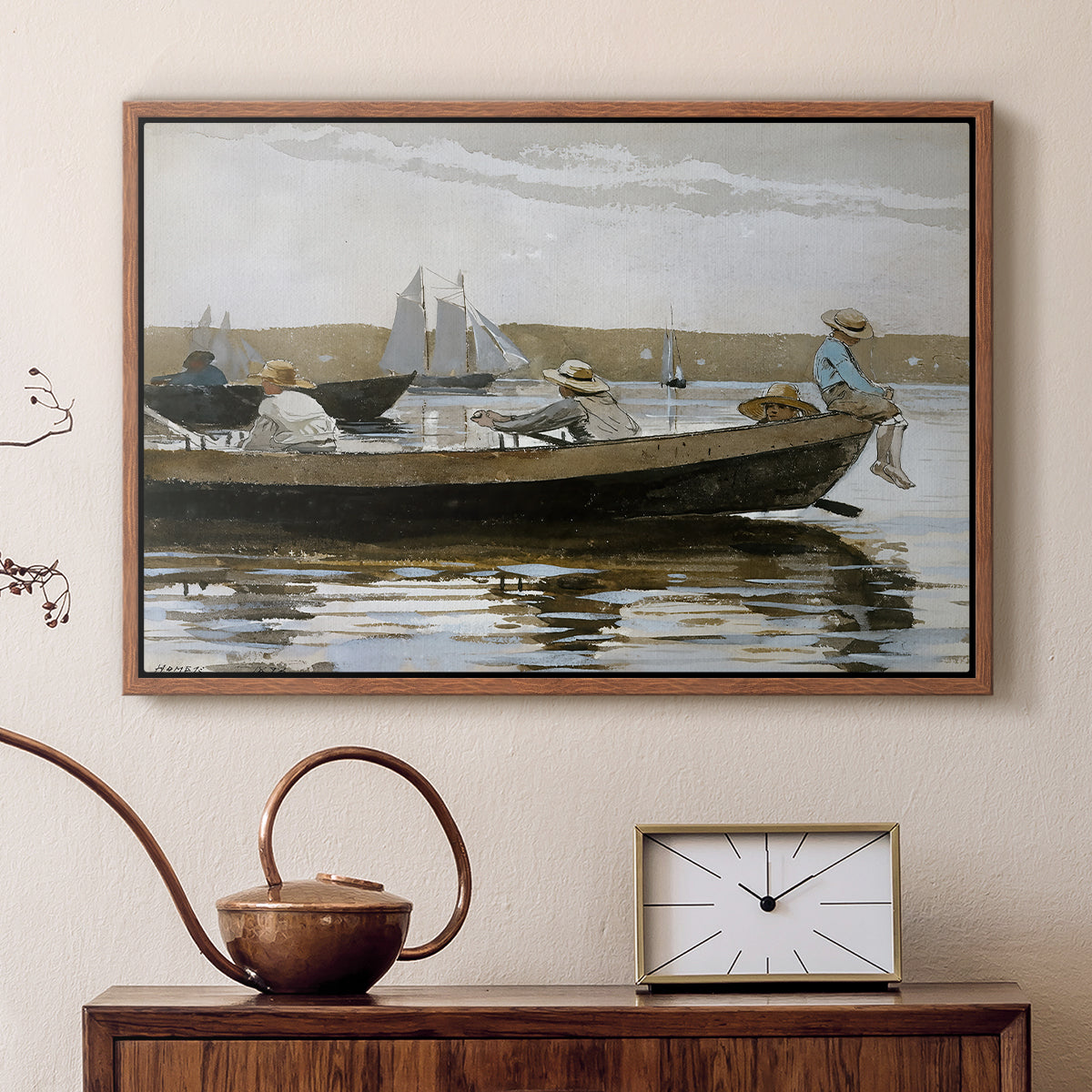 Boys in a Dory, 1873 - Floater Framed Canvas Print