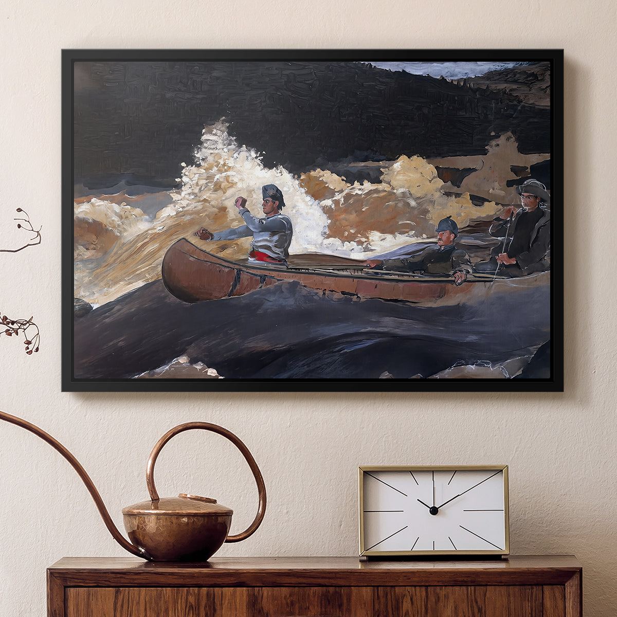 Shooting the Rapids, Saguenay River, 1905-1910 - Floater Framed Canvas Print