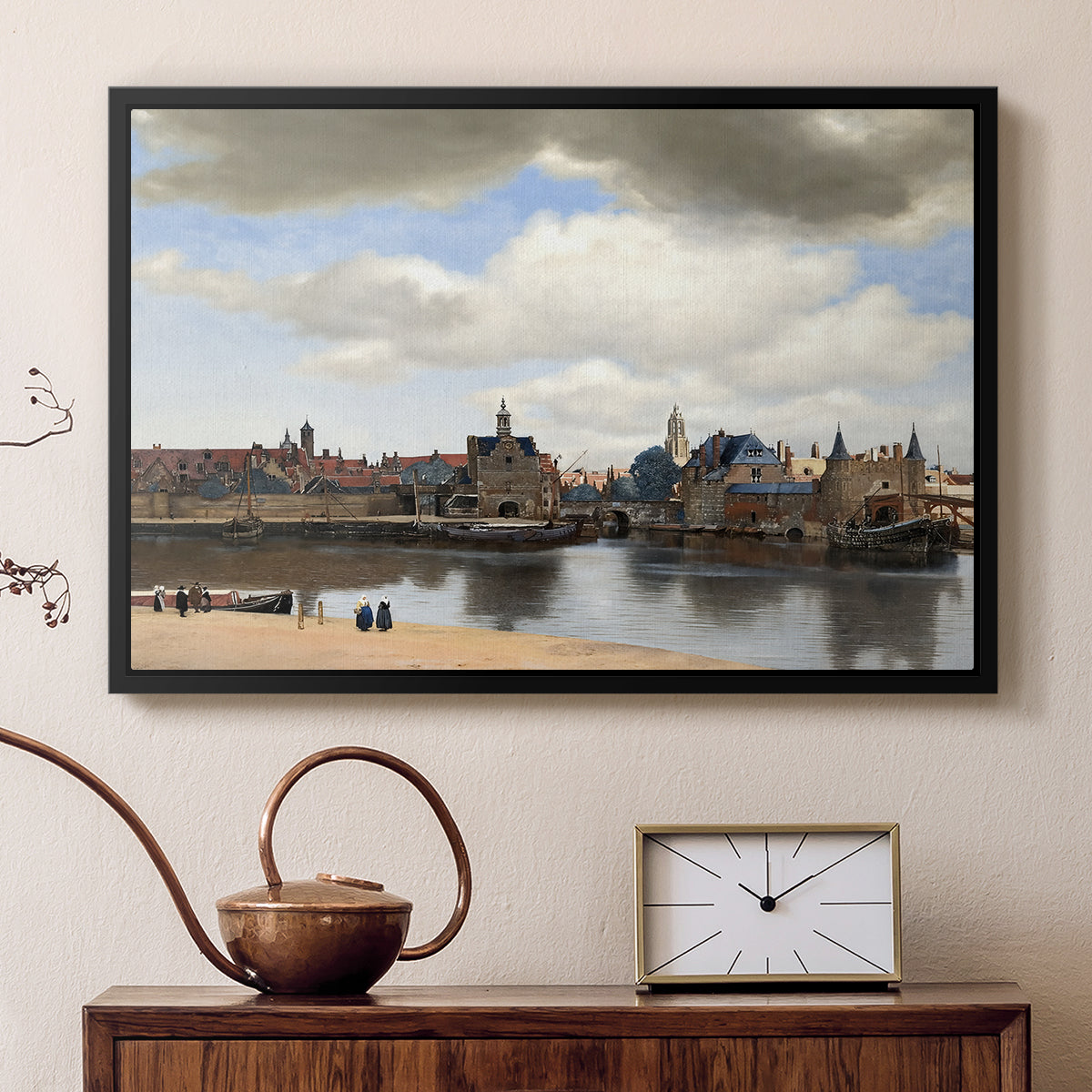 View of Delft, c. 1660-1661 - Floater Framed Canvas Print