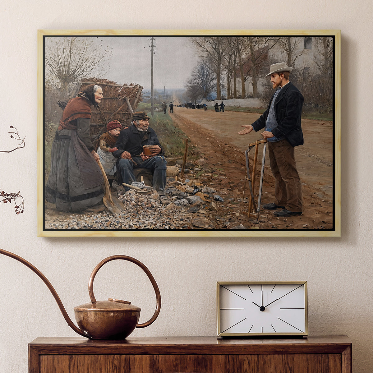 People by a Road, 1893 - Floater Framed Canvas Print