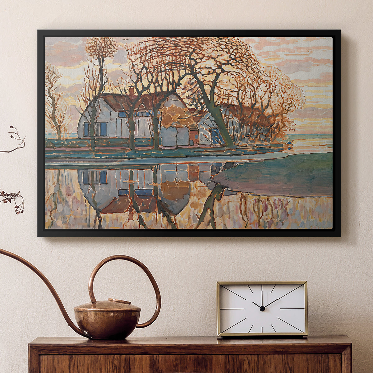 Farm near Duivendrecht, c. 1916 - Floater Framed Canvas Print