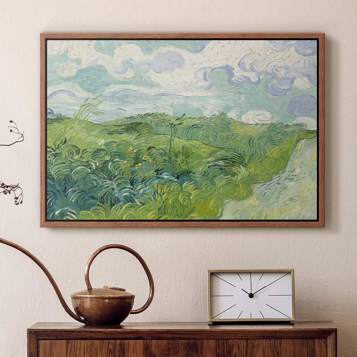 Green Wheat Field, Auvers, 1890 - Floater Framed Canvas Print