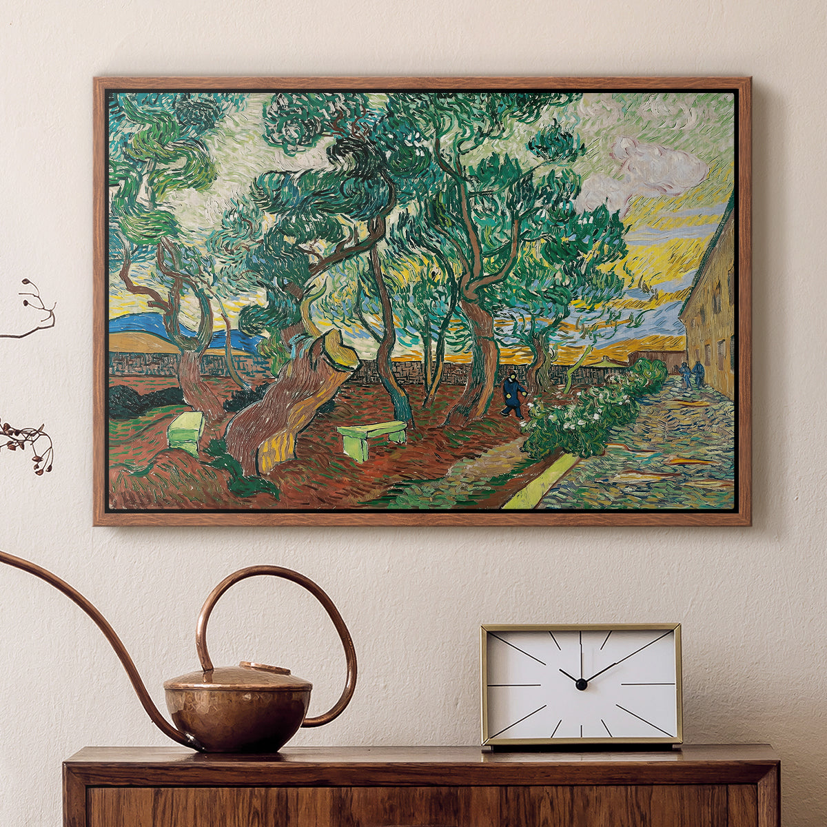 The Garden of Saint-Paul Hospital, 1889 - Floater Framed Canvas Print