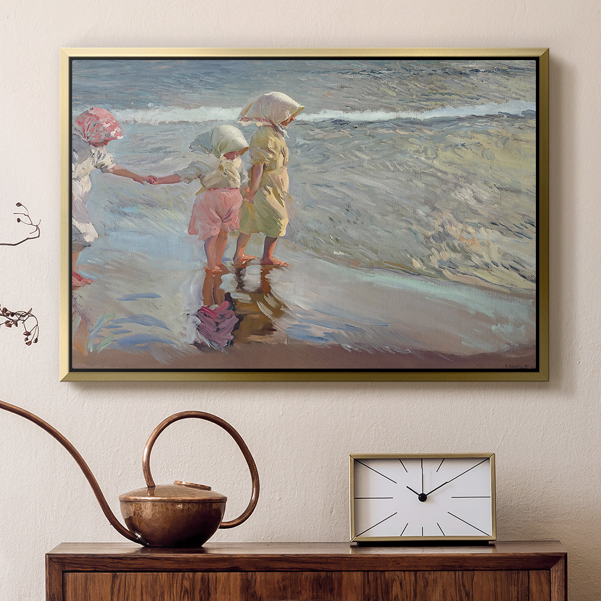The Three Sisters on the Beach, 1908 - Floater Framed Canvas Print