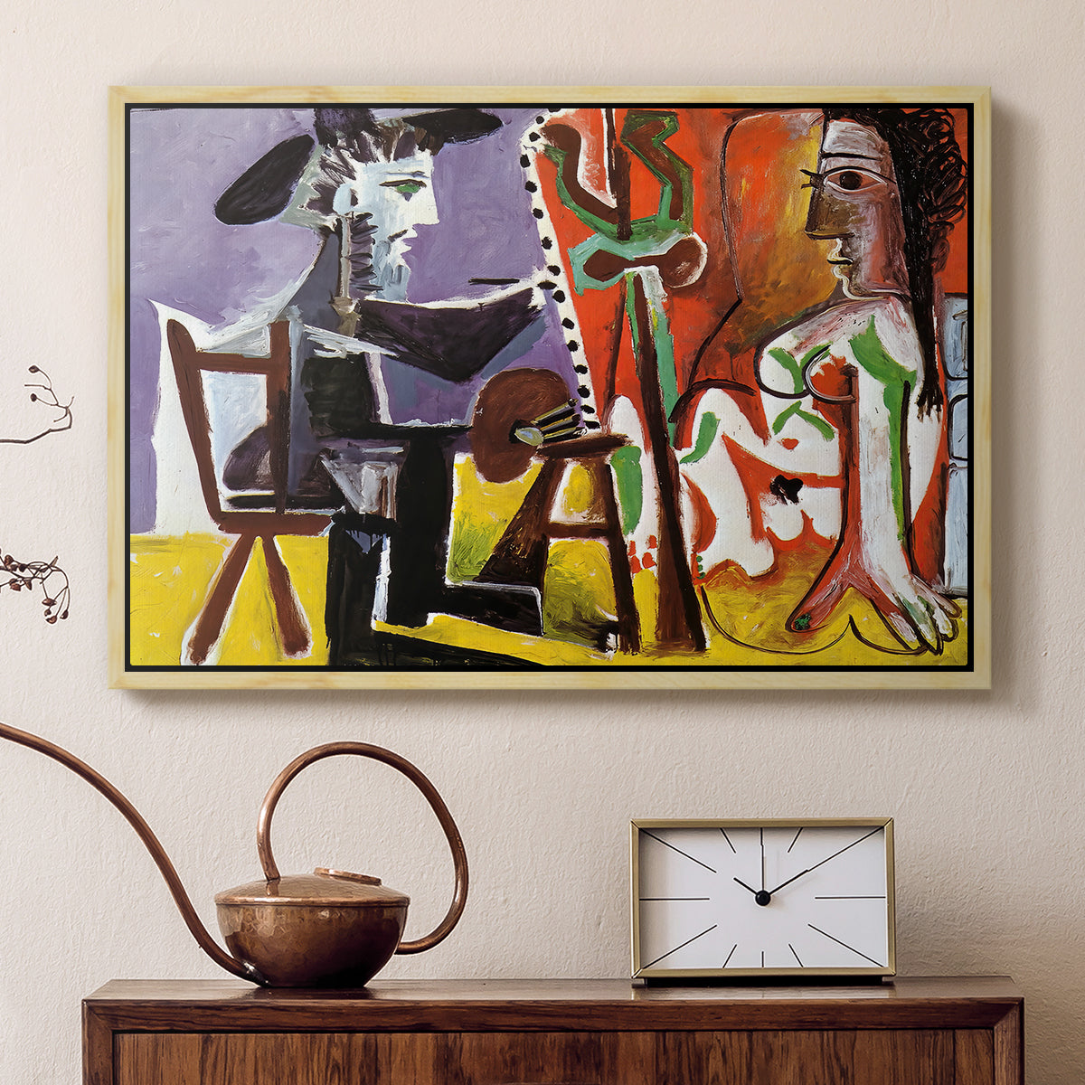 The Painter and His Model, 1963 - Floater Framed Canvas Print