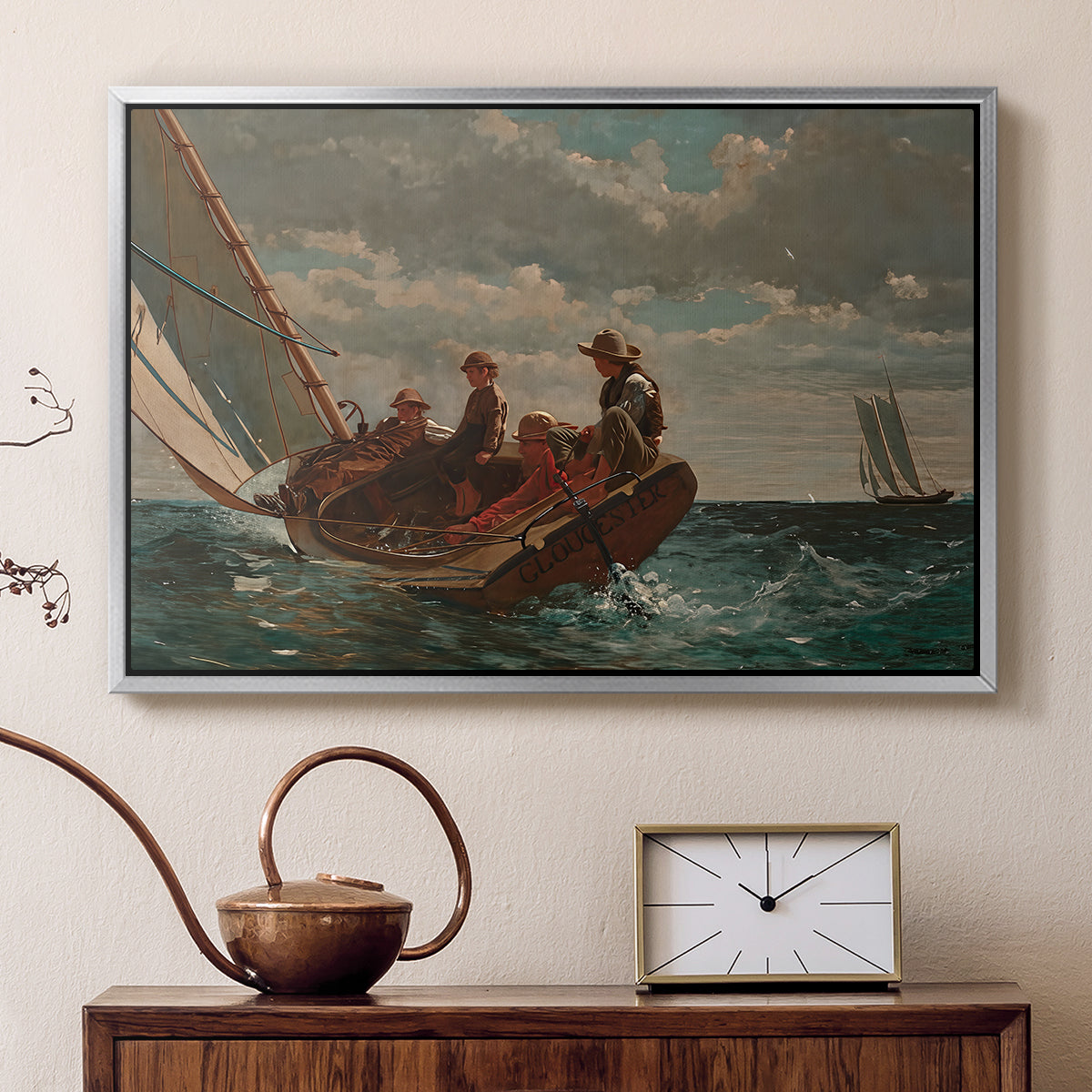 Breezing Up (A Fair Wind), 1873-1876 - Floater Framed Canvas Print