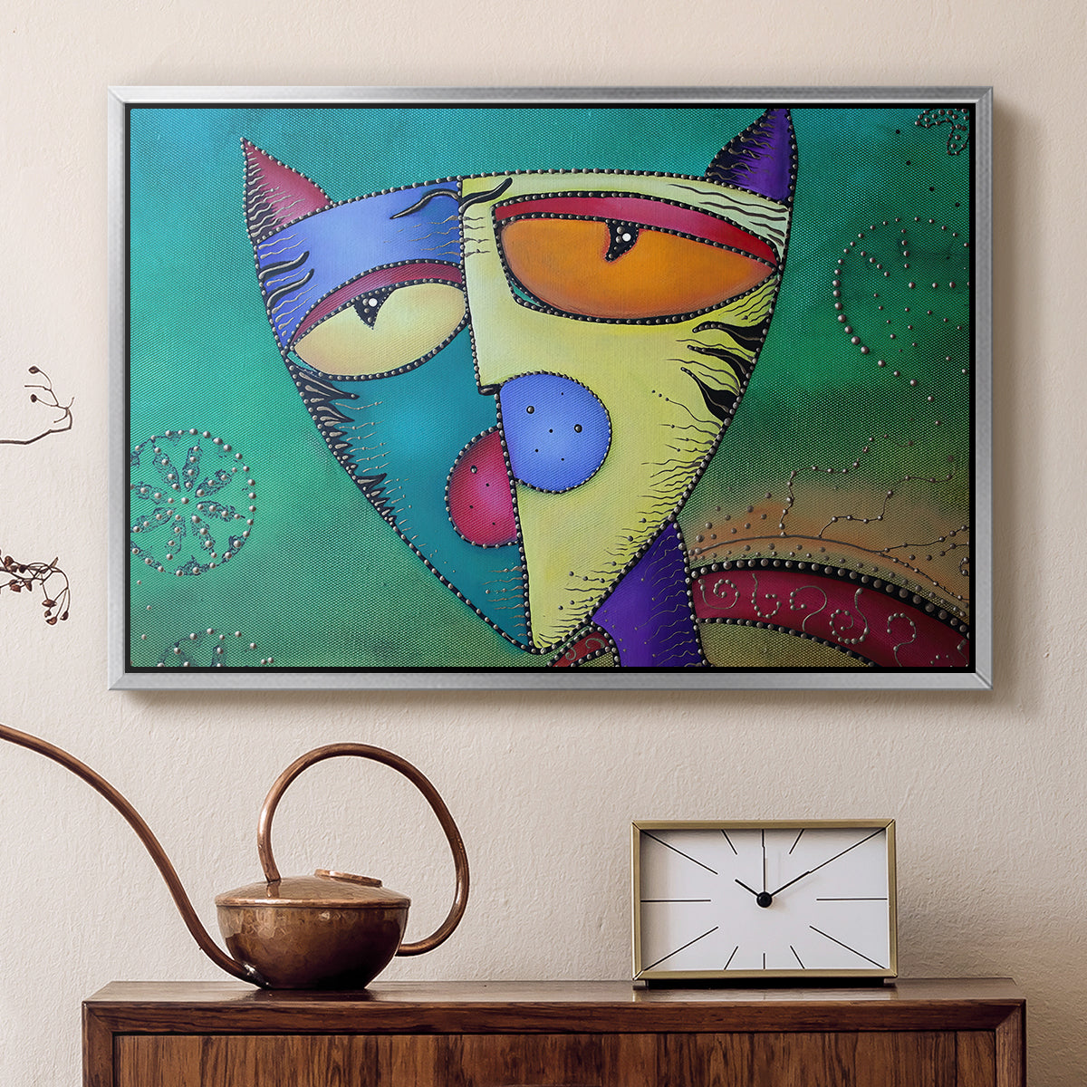 Celestial Cat - Floater Framed Canvas Print