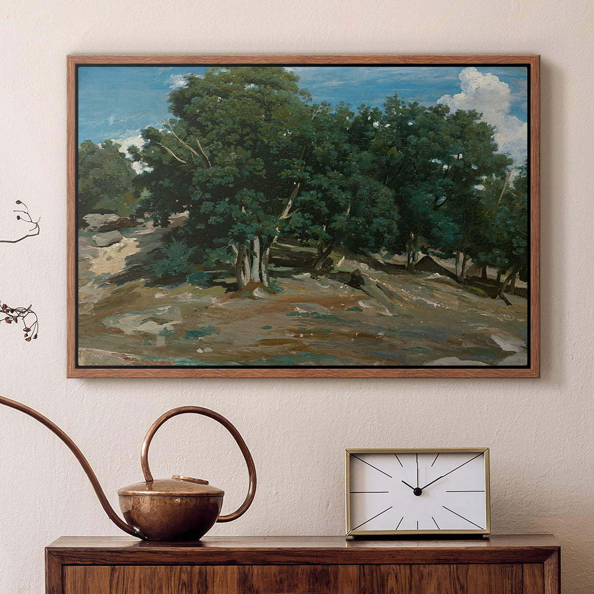 Fontainebleau: Oak Trees at Bas-Bréau, c. 1830-1835 - Floater Framed Canvas Print