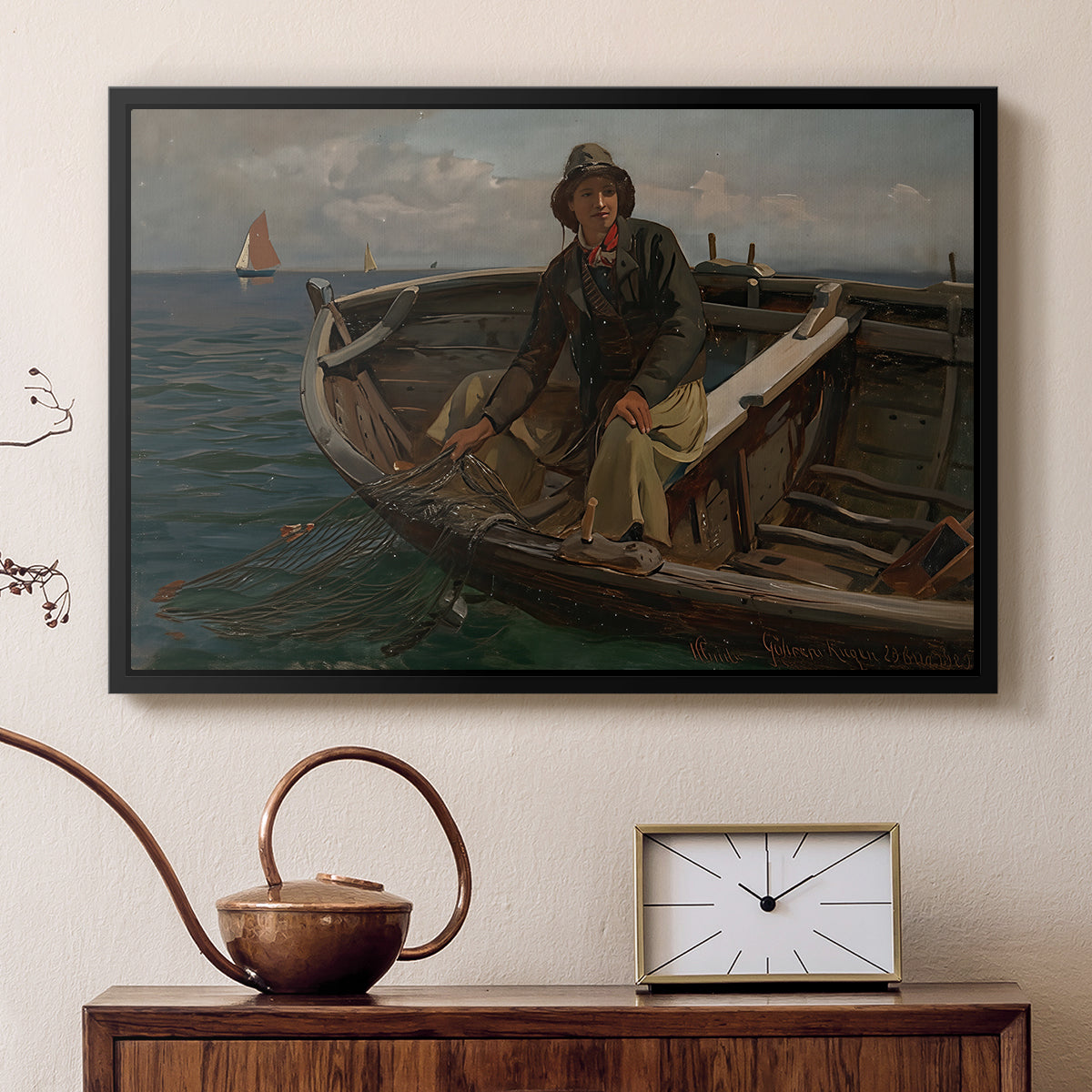 Fishermen from Rügen, 1882 - Floater Framed Canvas Print