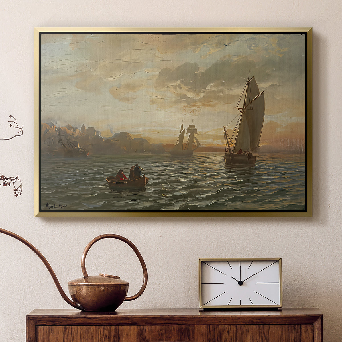 View from the Oslofjord, 1866 - Floater Framed Canvas Print