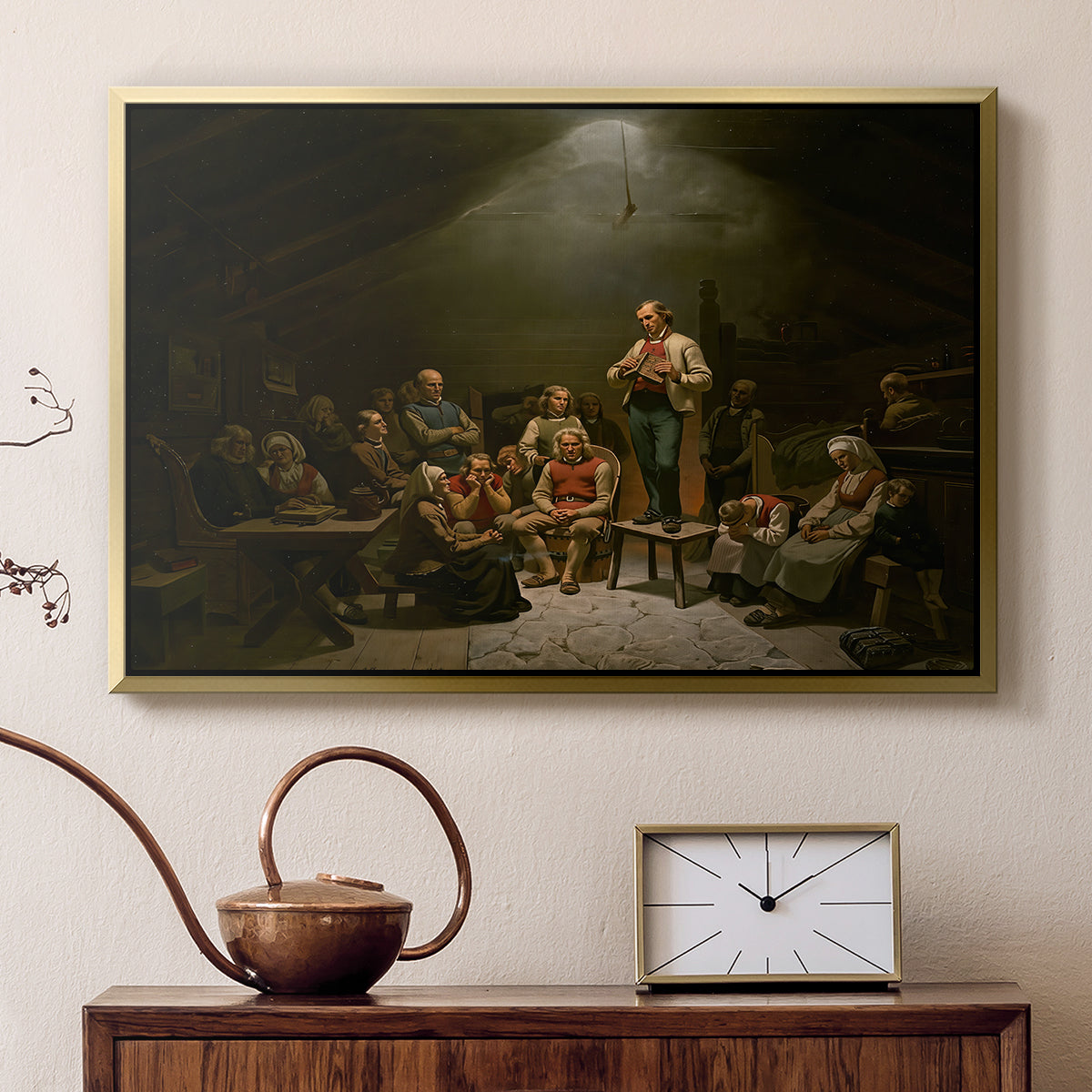 Low Church Devotion (Haugianerne), 1848 - Floater Framed Canvas Print