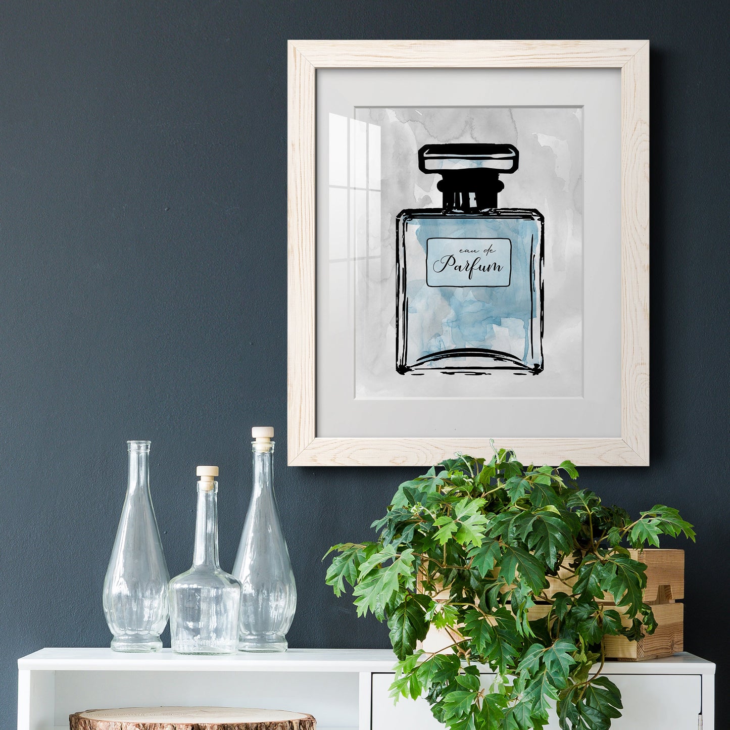 Blue Wash Perfume - Premium Framed Print - Distressed Barnwood Frame - Ready to Hang