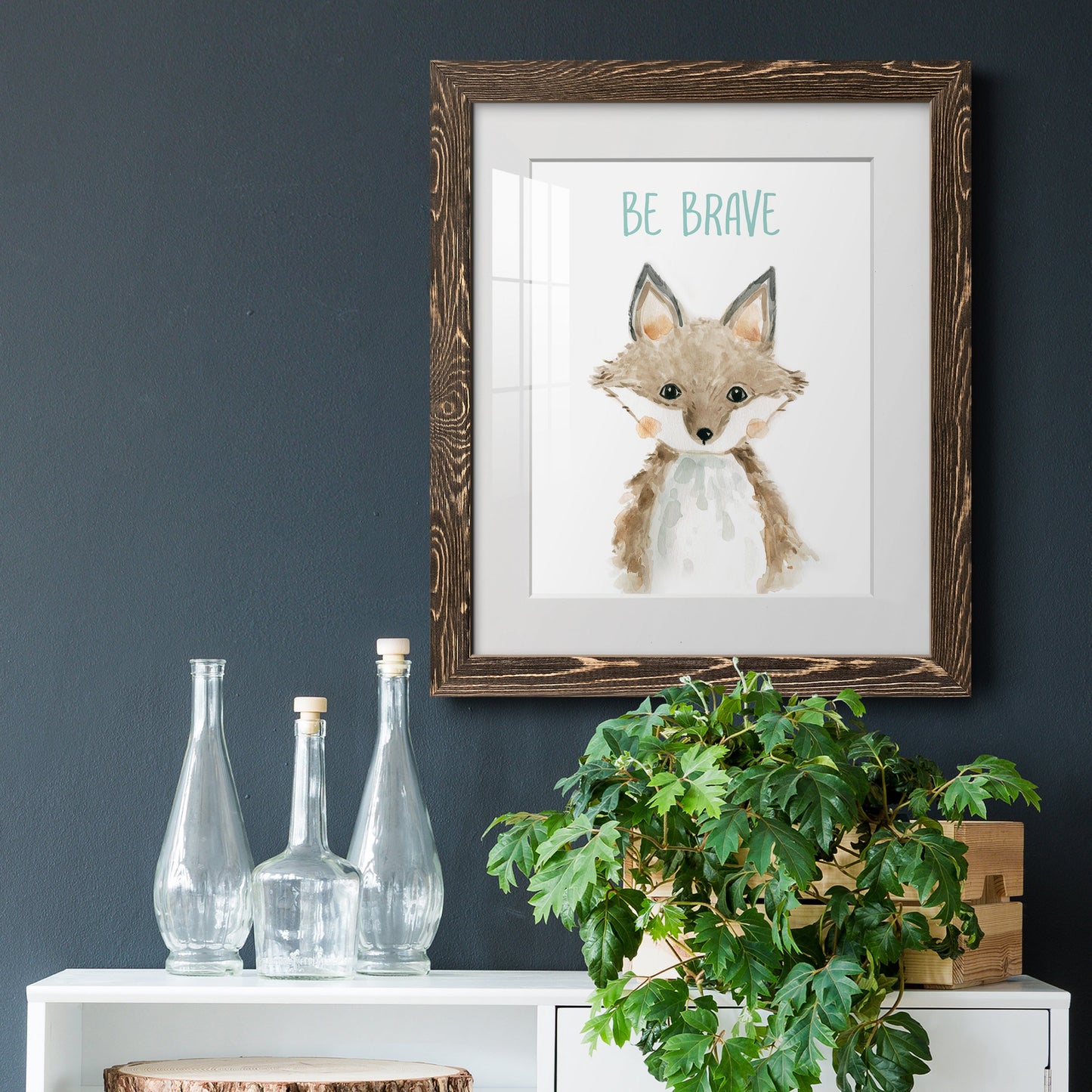 Be Brave Fox - Premium Framed Print - Distressed Barnwood Frame - Ready to Hang