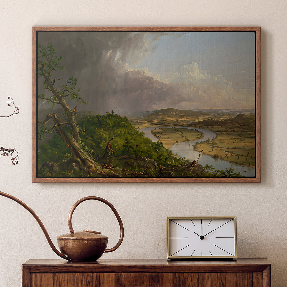 View from Mount Holyoke, Northampton, Massachusetts, after a Thunderstorm (Oxbow), 1836 - Floater Framed Canvas Print