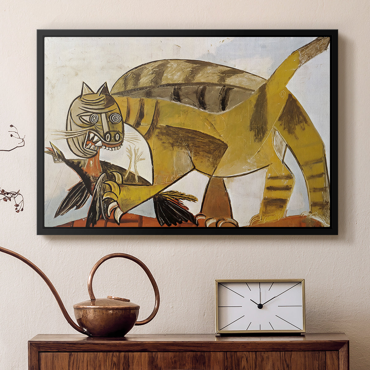 Cat Eating a Bird, 1939 - Floater Framed Canvas Print