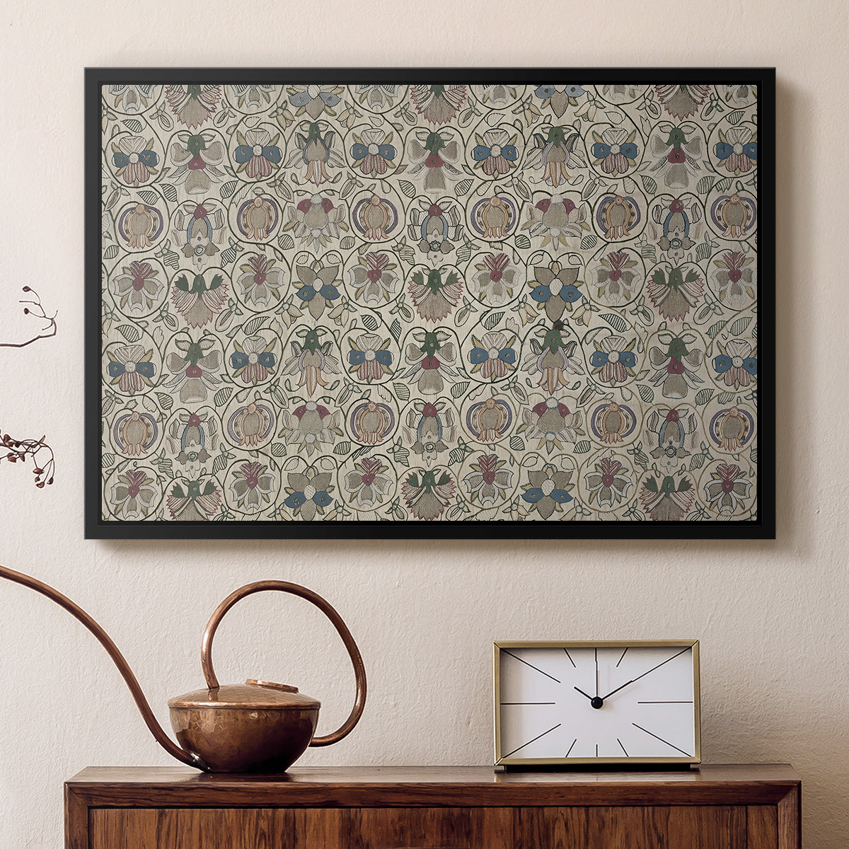 Long Cushion Cover (Printed Textile), c. 1600 - Floater Framed Canvas Print