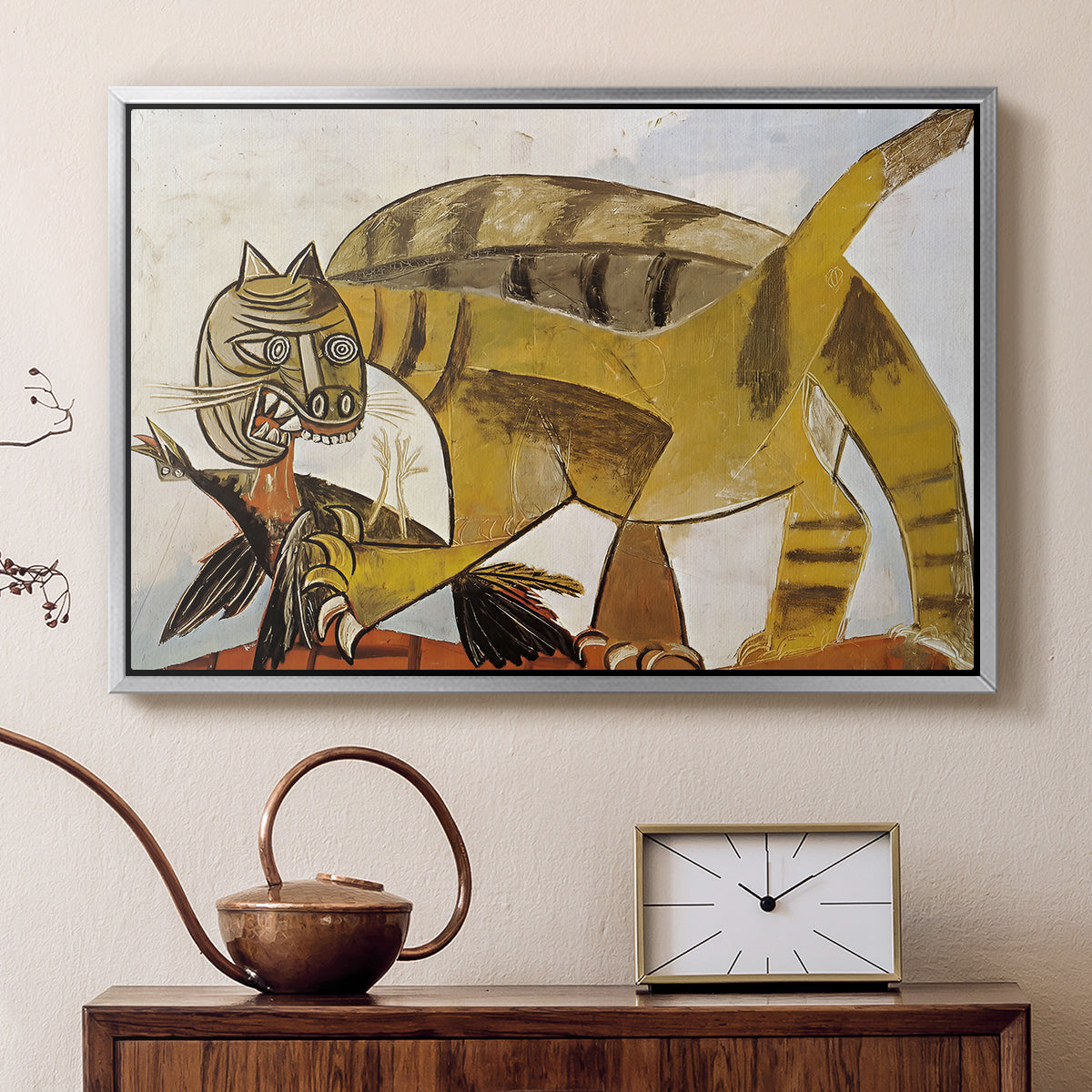 Cat Eating a Bird, 1939 - Floater Framed Canvas Print