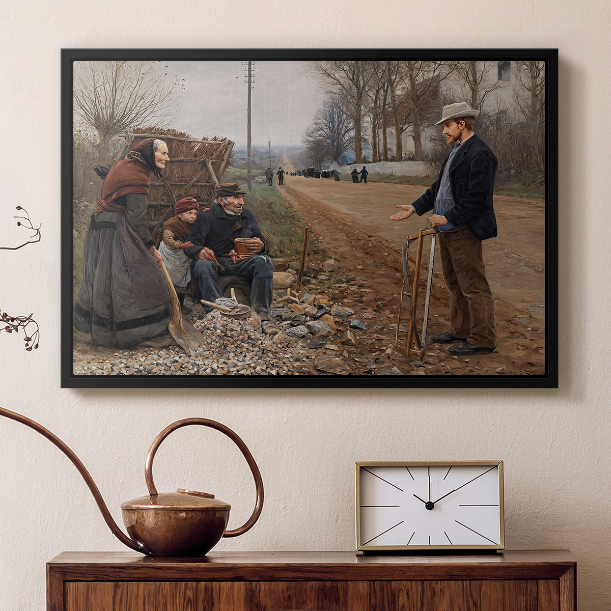 People by a Road, 1893 - Floater Framed Canvas Print