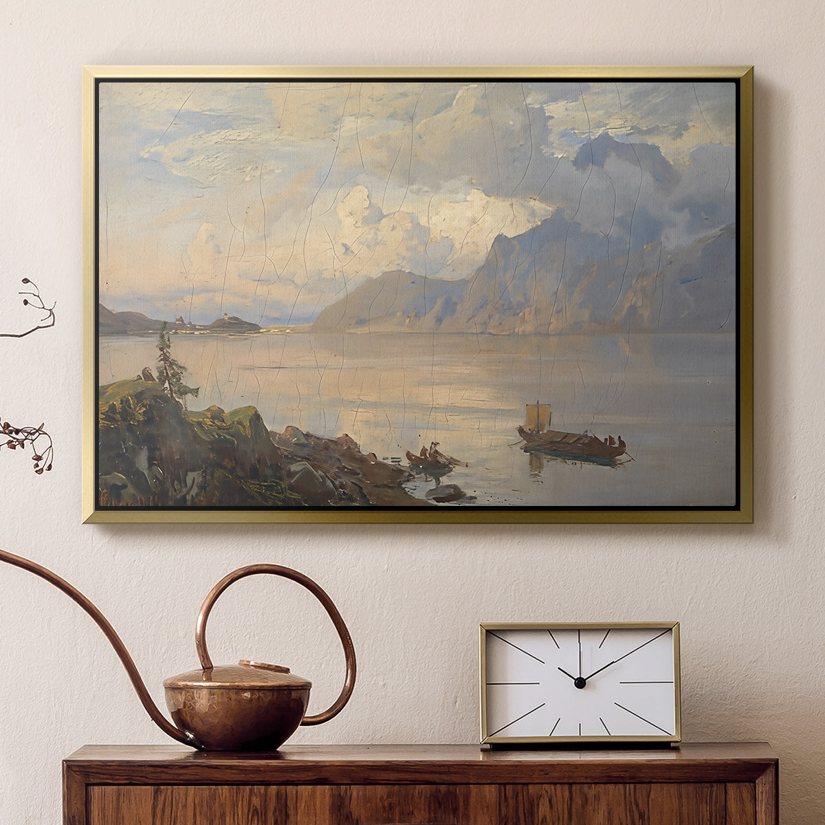 Traunsee, 1871 - Floater Framed Canvas Print