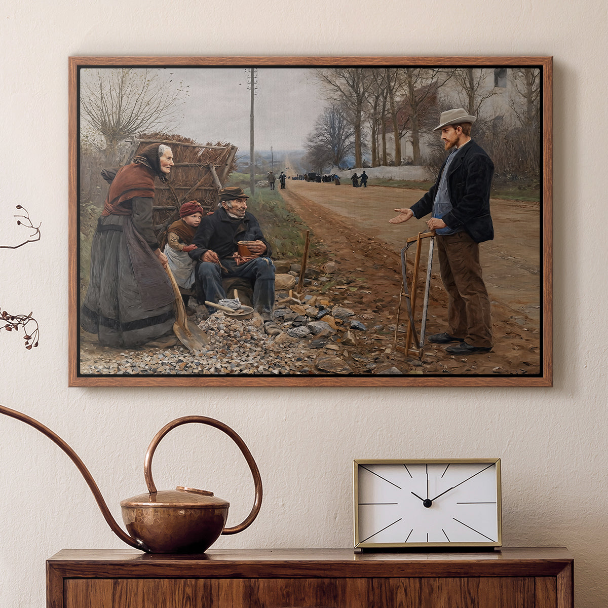 People by a Road, 1893 - Floater Framed Canvas Print