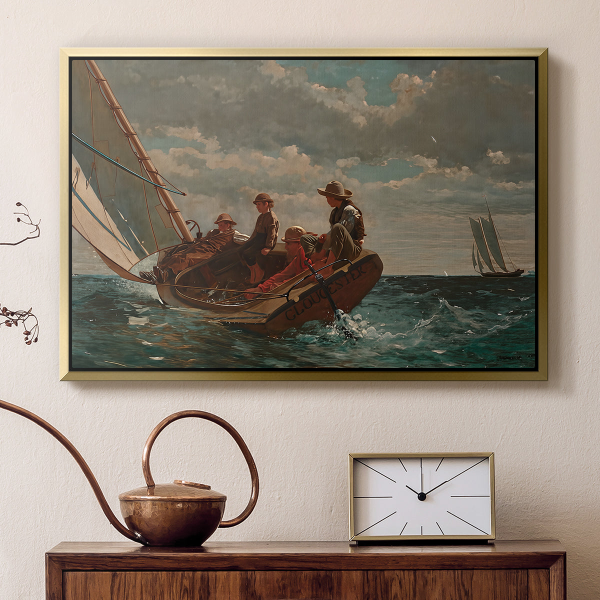 Breezing Up (A Fair Wind), 1873-1876 - Floater Framed Canvas Print