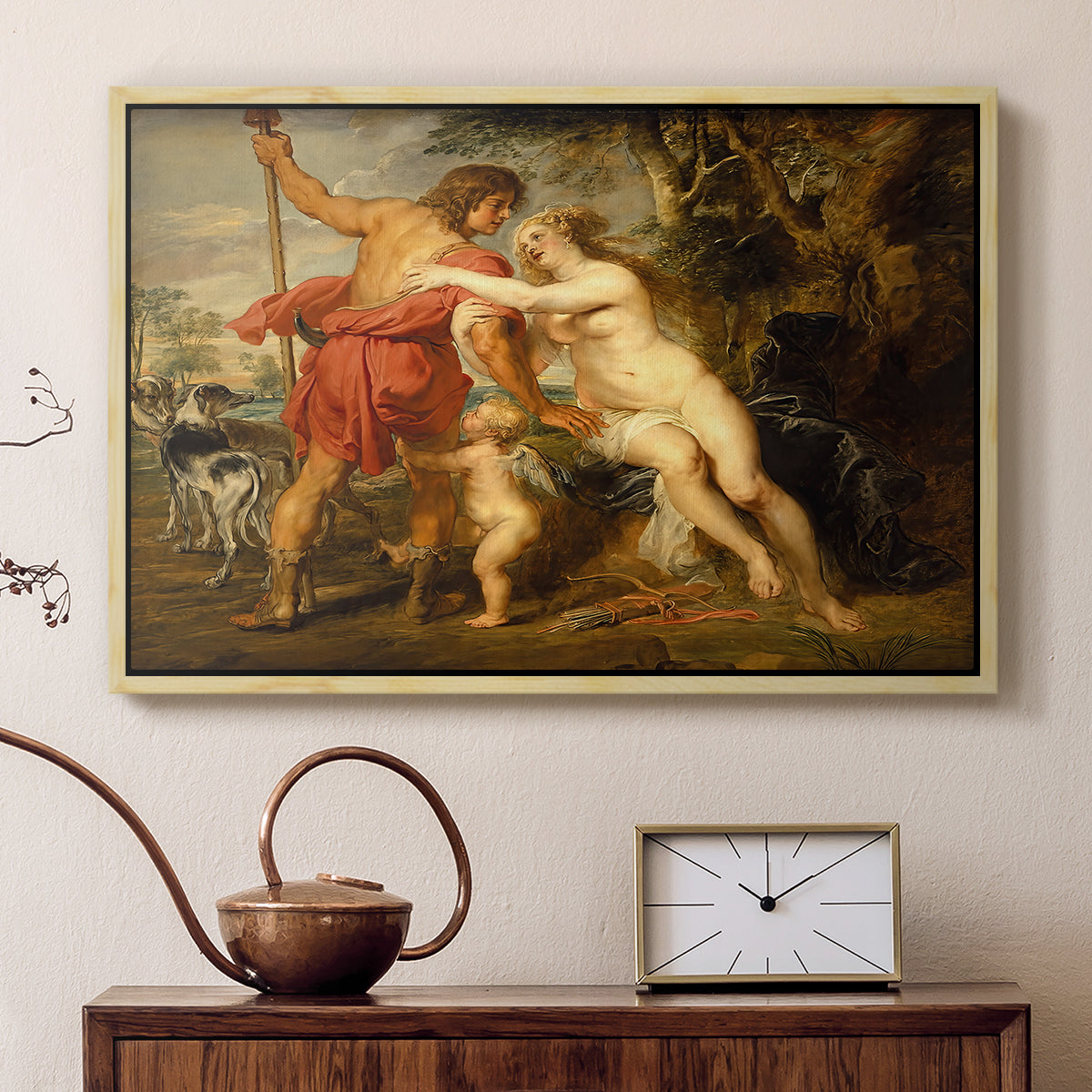 Venus and Adonis, c. 1635 - Floater Framed Canvas Print