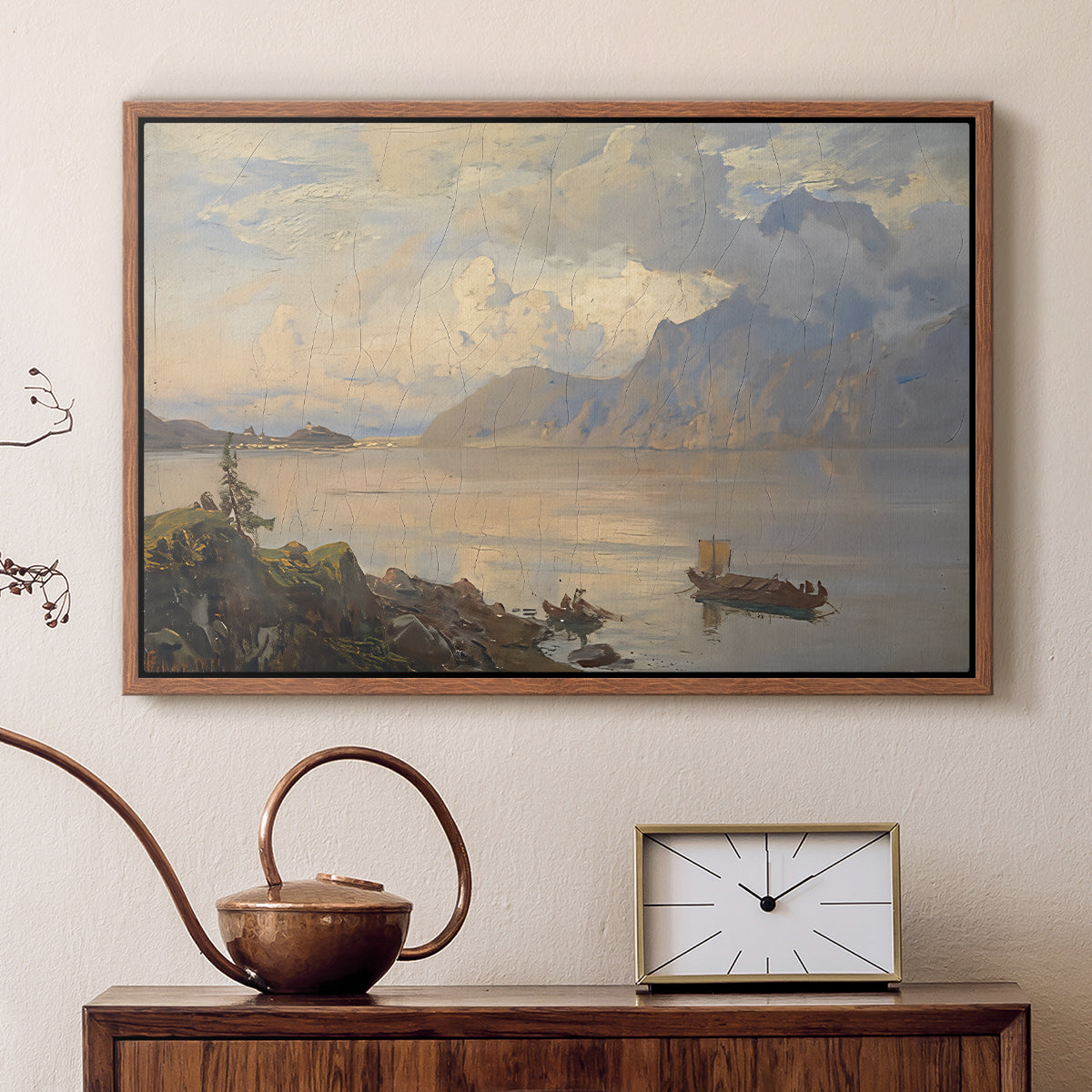 Traunsee, 1871 - Floater Framed Canvas Print