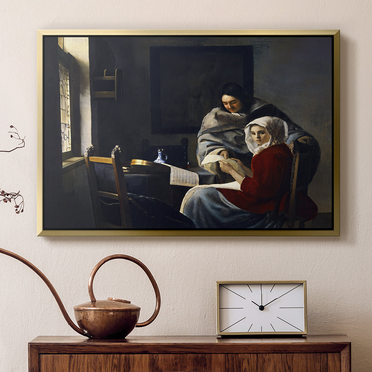 Girl Interrupted at Her Music, c. 1658-1659 - Floater Framed Canvas Print